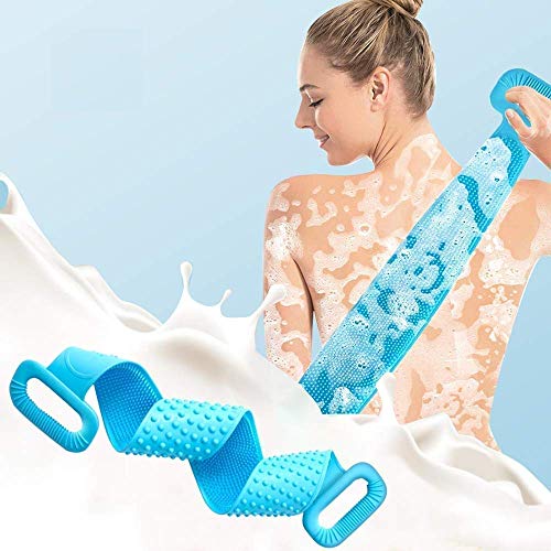 RIYALT Enterprise Silicone Bath Body Brush - Exfoliating Long Back Scrubber for Shower with Soft Bristles for Men & Women - Improves Blood Circulation & Skin Health - Perfect for Spa, Exfoliation & Deep Cleansing in Bath or Shower