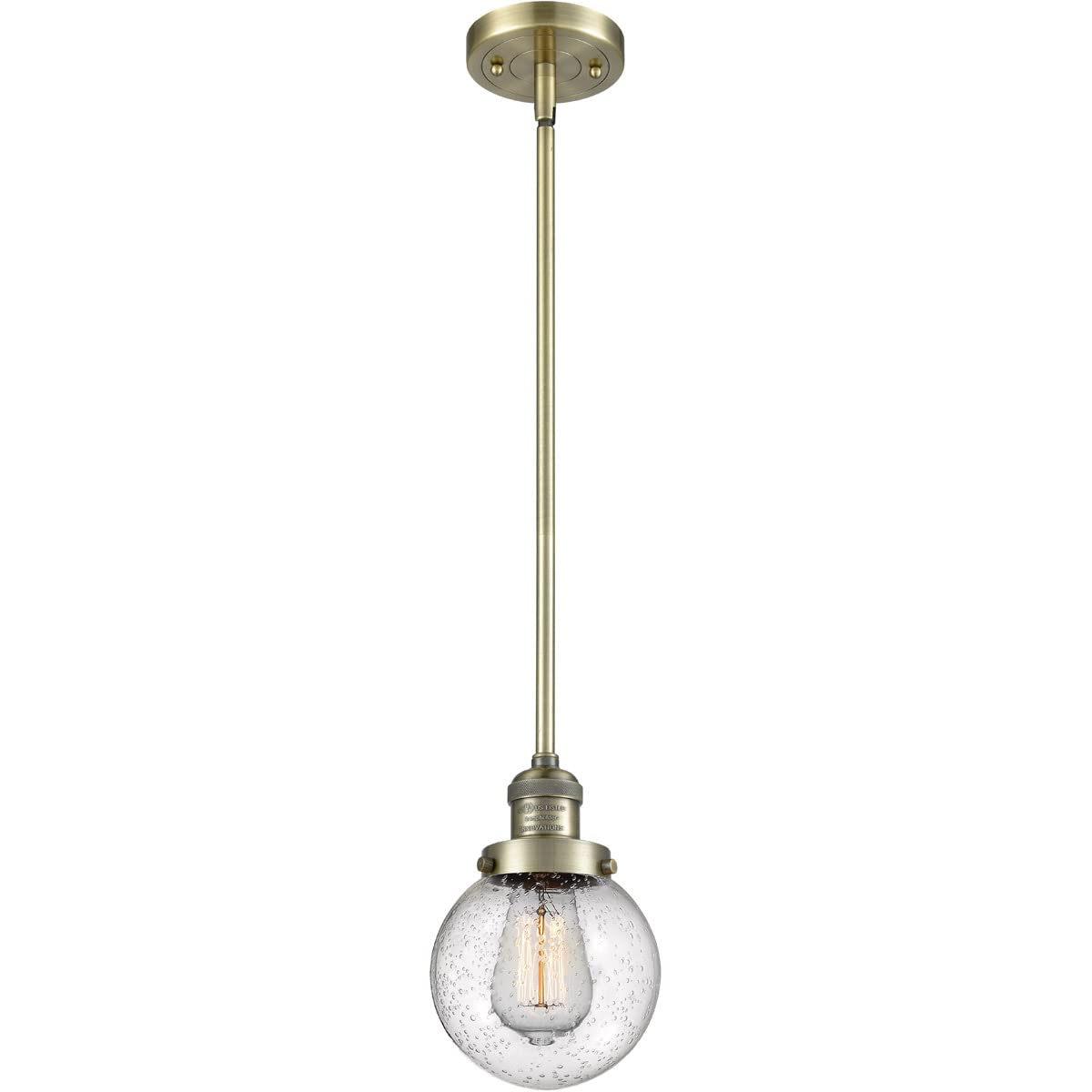 Innovations INNO201S-AB-G204-6-LED Mini Pendant Light - Antique Brass Finish, 6W Dimmable LED Bulb Included - Perfect for Kitchen Island, Dining Room, or Bedroom Lighting