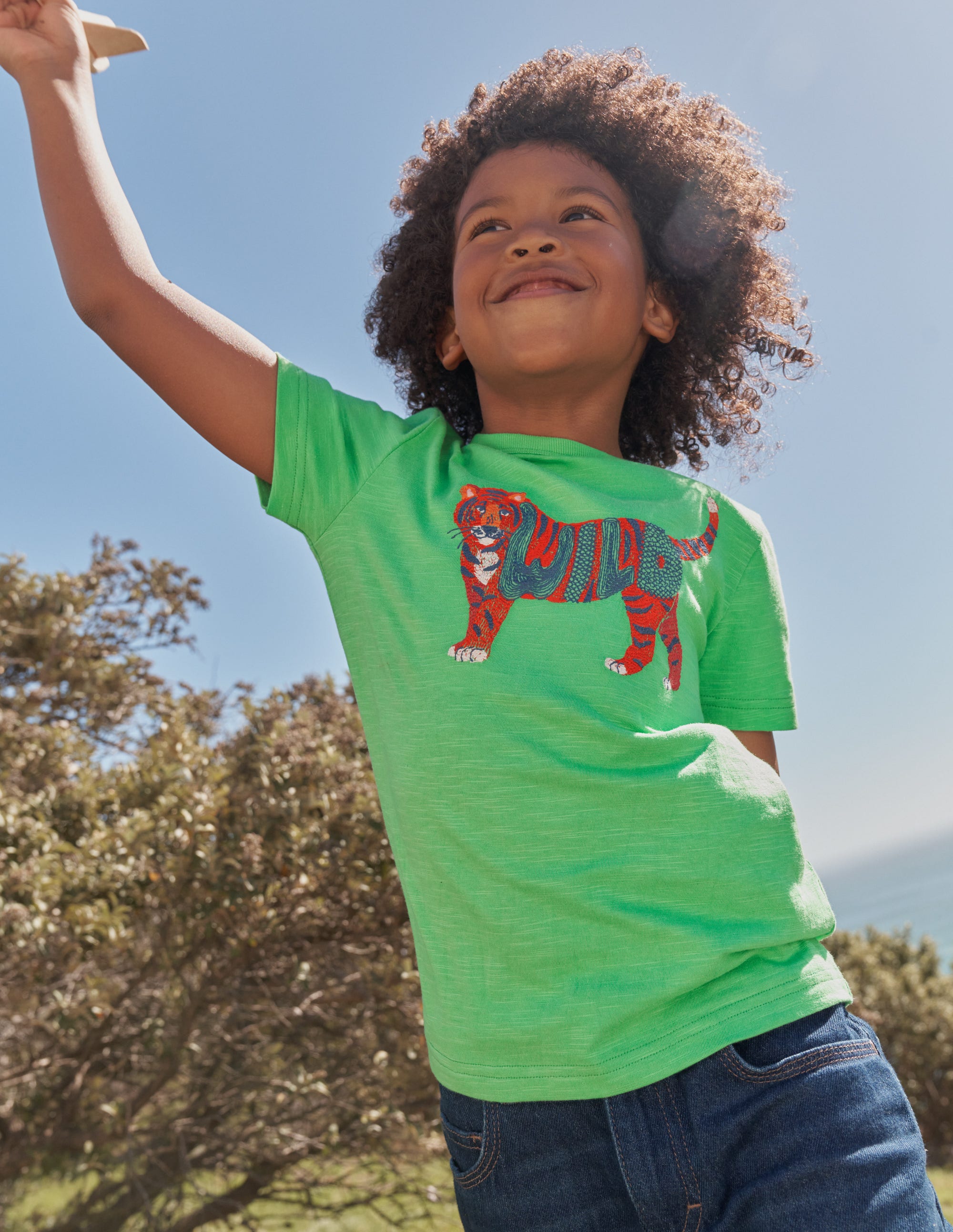 Aloe Green Tiger Print Cotton T-Shirt for Men & Women - Soft & Comfortable Casual Wear for Outdoors, Travel, and Daily Use