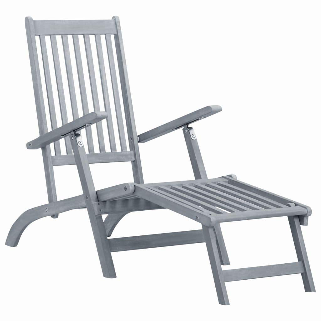 vidaXL Adjustable Acacia Wood Patio Chaise Lounge - Outdoor Reclining Chair for Beach, Poolside, Porch & Garden Relaxation | Solid Wood Construction | Perfect for Sunbathing & Outdoor Lounging