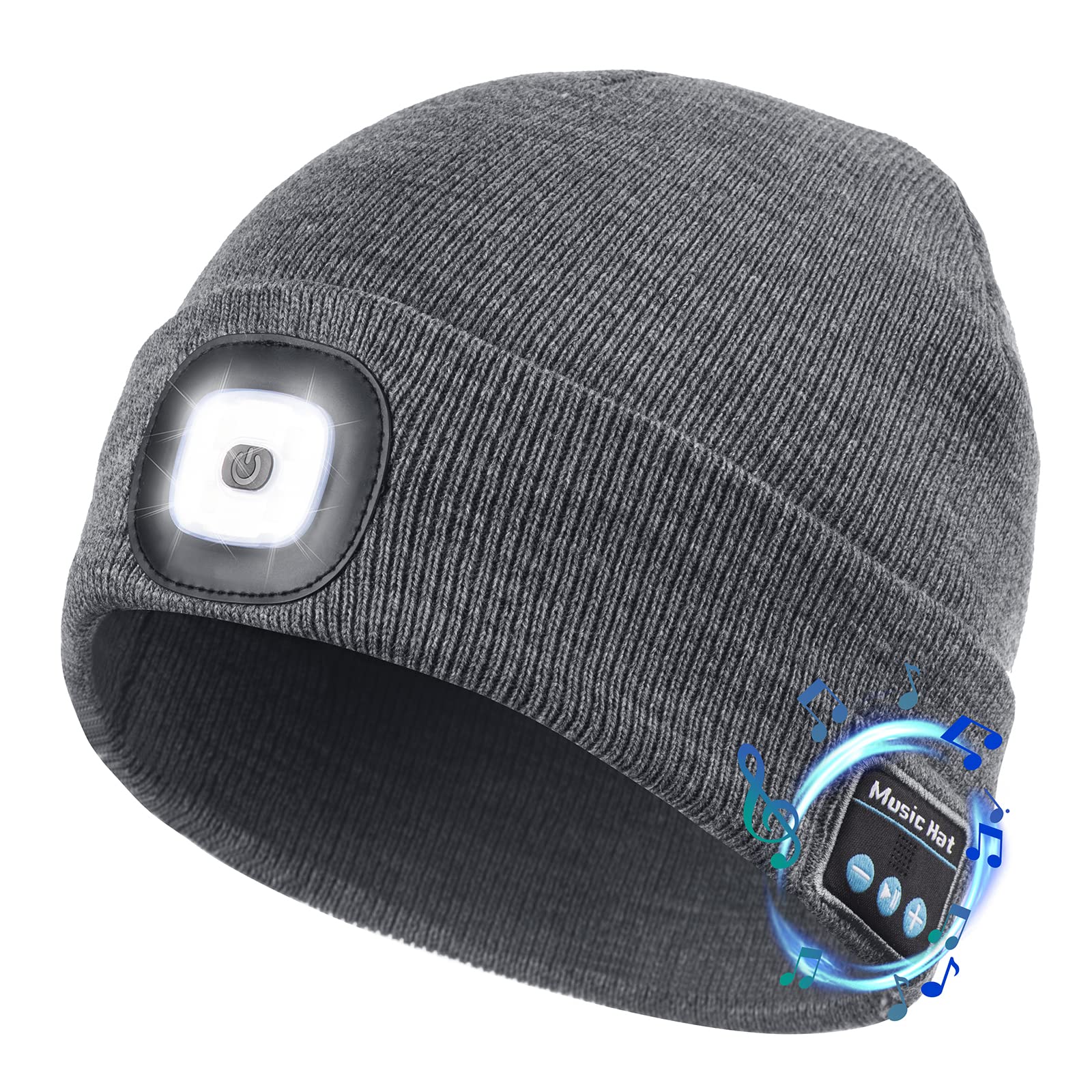 Etsfmoa Unisex Bluetooth Beanie Hat with Built-in Wireless Headphones - Warm Winter Knit Cap with HD Sound for Men & Women - Perfect Gift for Dad, Running, Skiing & Outdoor Activities