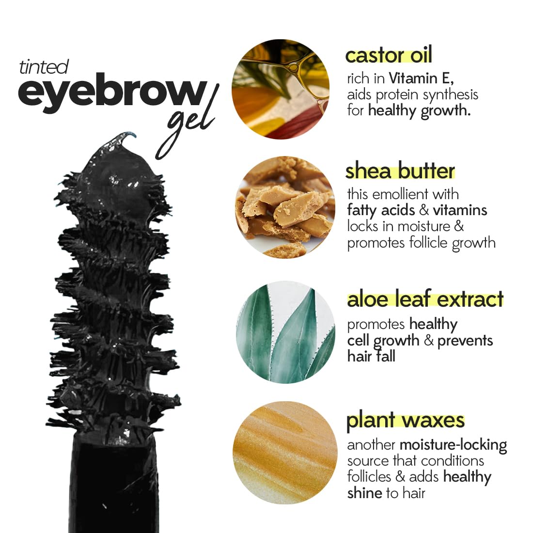Ruby's Organics Tinted Eyebrow Gel with Castor Oil - Waterproof & Smudgeproof Eyebrow Makeup for Women, Lifts & Shapes Sparse Brows, Promotes Hair Growth, Natural & Non-Toxic Formula - Ash Brown (6ml) | Perfect for Daily Makeup, Special Occasions & Eyebrow Care Routine