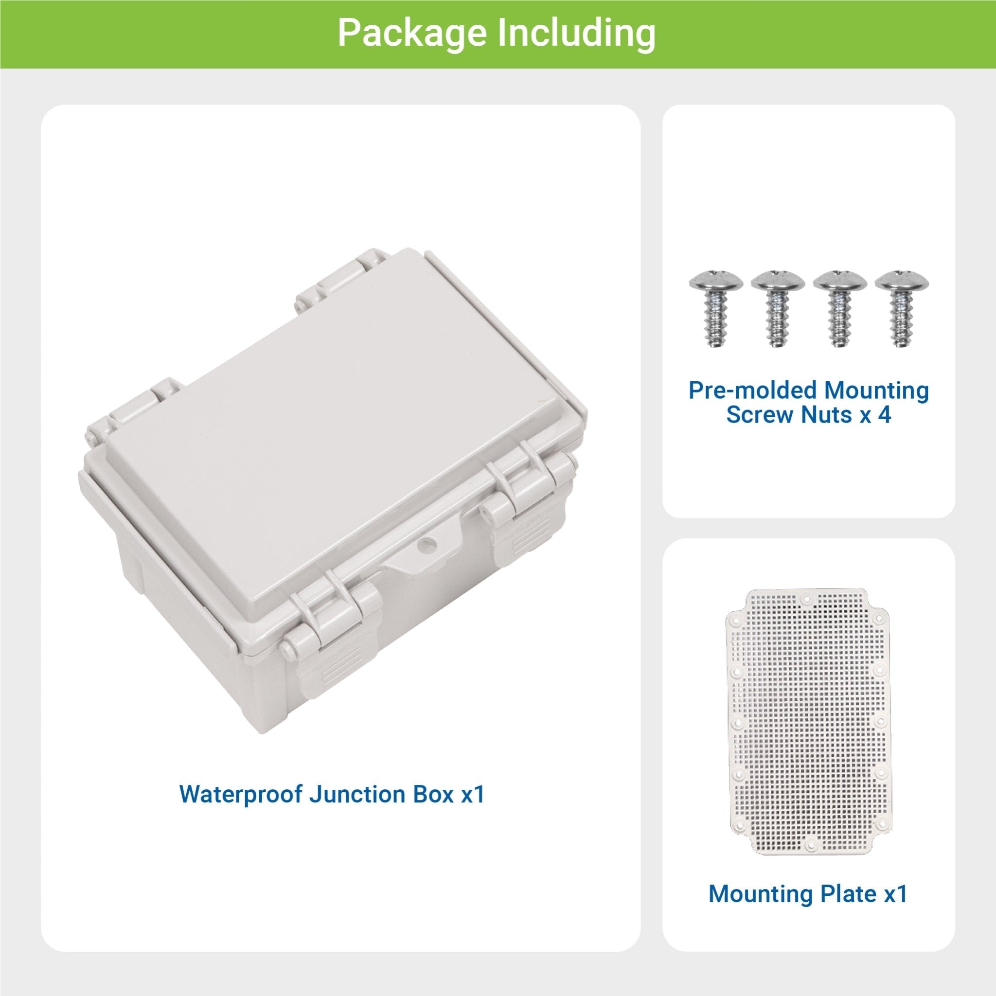 Boxco Q Series 13.78 x 17.72 x 7.87 Inches (350 x 450 x 200mm) Waterproof Plastic Enclosure - IP67 Rated, IK08 Impact Resistant, ABS Material with Grey Hinged Cover & Mounting Plate - Ideal for Outdoor Electrical Equipment & Industrial Control Box Protection