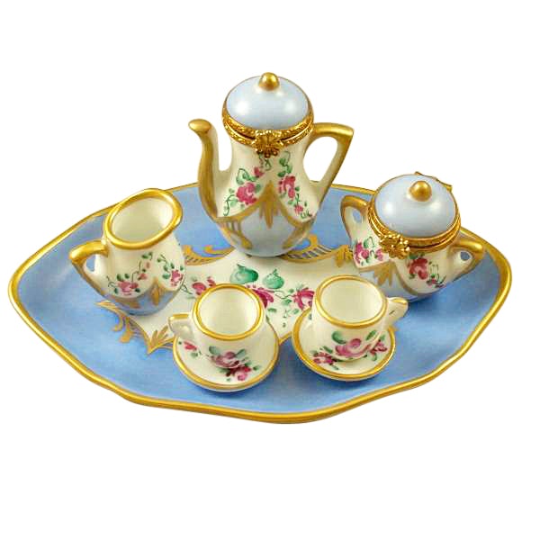 Elegant Light Blue Limoges Tea Set - Premium Porcelain Tea Cups & Saucers for Afternoon Tea & Gifts