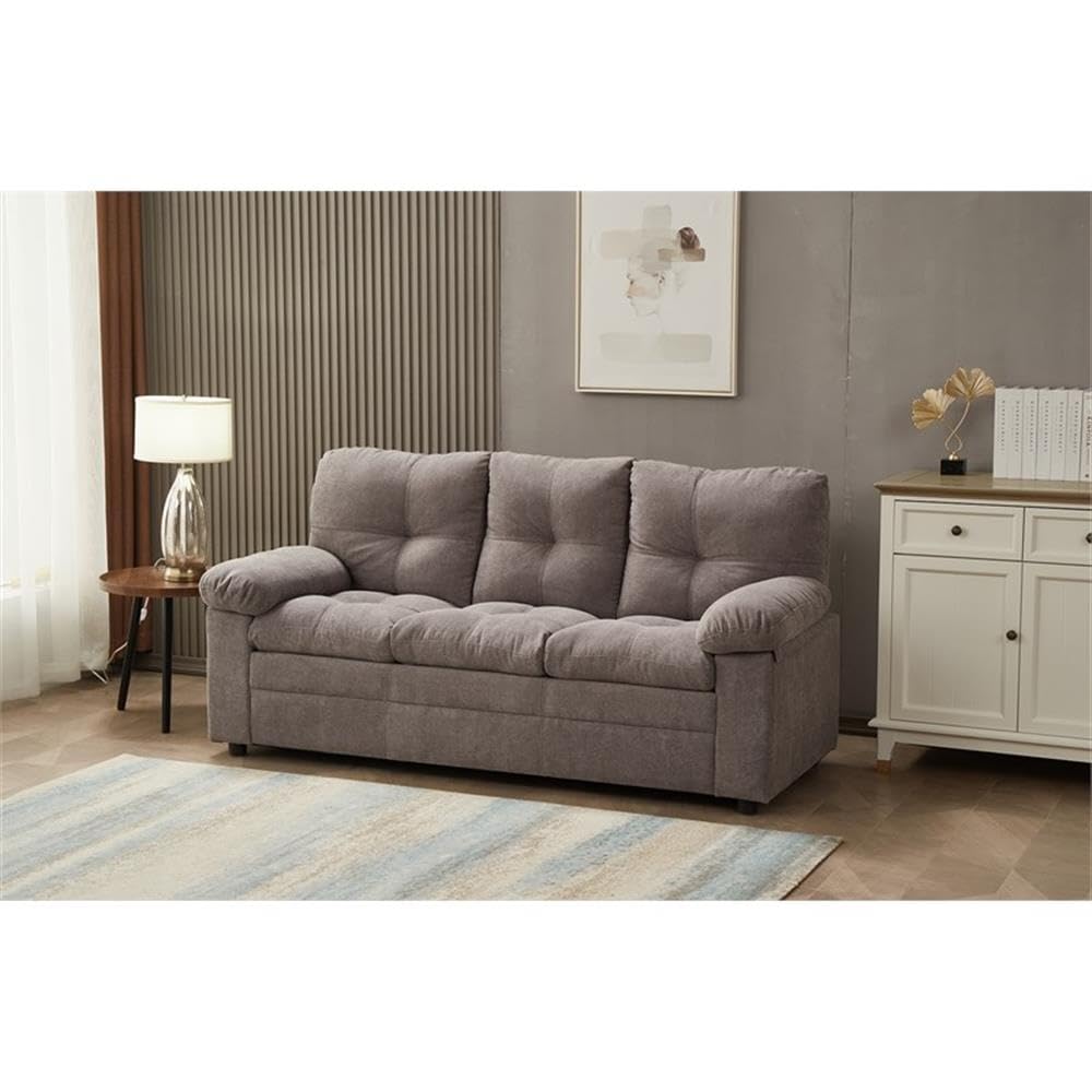 Plaencia Light Gray Linen Sofa - Modern Living Room Couch for Small Spaces & Cozy Home Decor | Perfect for Apartments, Family Rooms & Relaxing