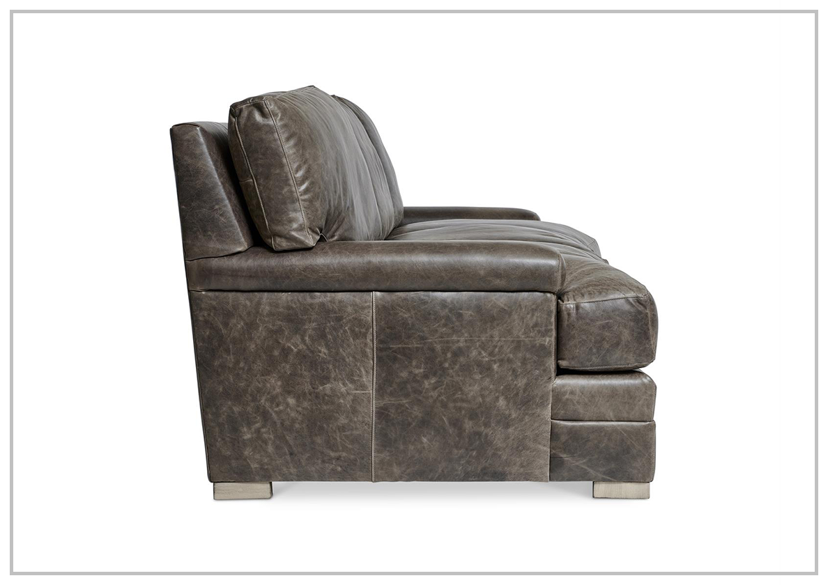 Bernhardt Burnham 3-Seater Brown Leather Sofa - Luxurious Genuine Leather Couch for Living Room, Lounge & Office - Comfortable Modern Furniture for Home Decor