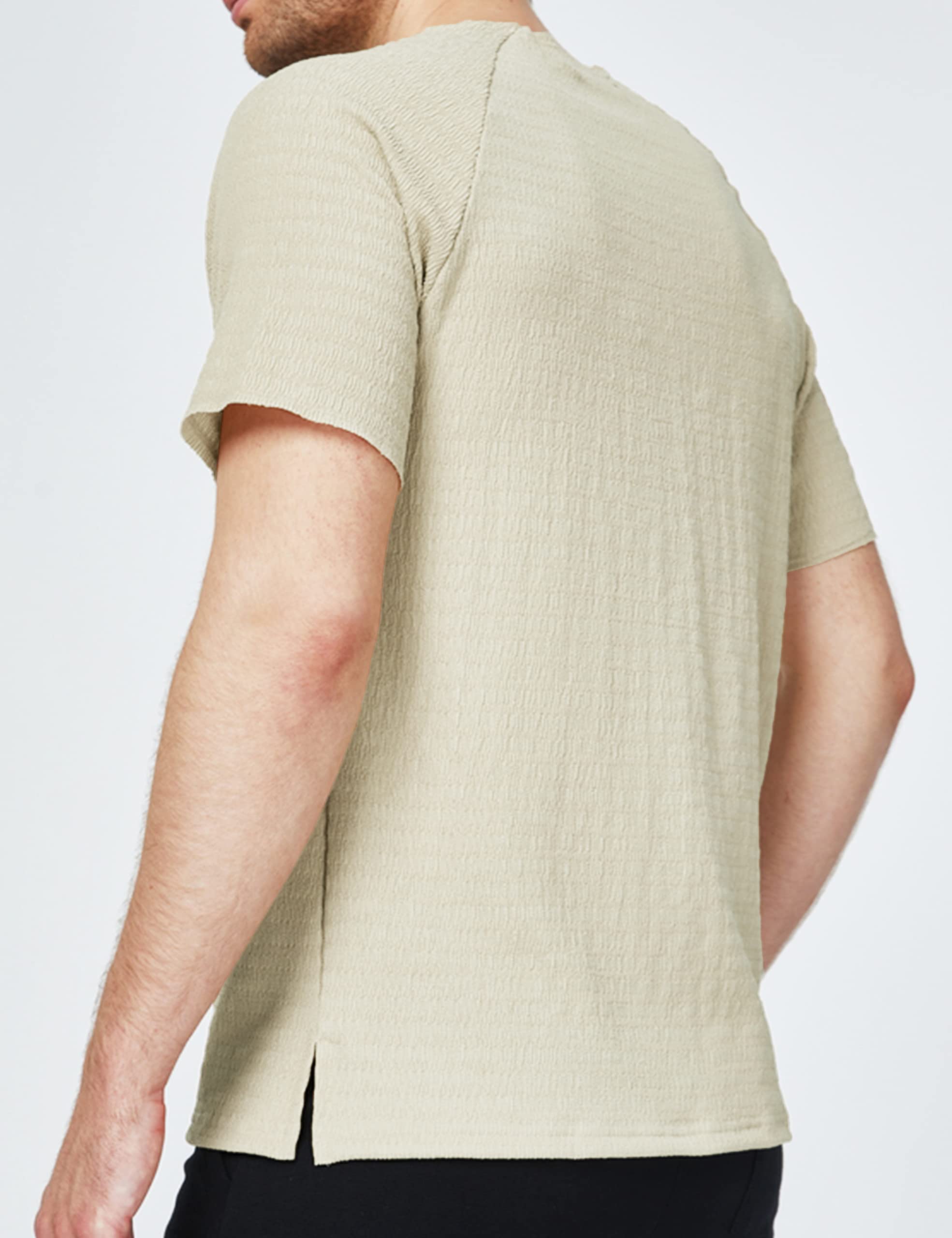 SSLR Men's Henley Shirts - Summer Crewneck Waffle Knit Short Sleeve T-Shirts for Casual Wear & Outdoor Activities