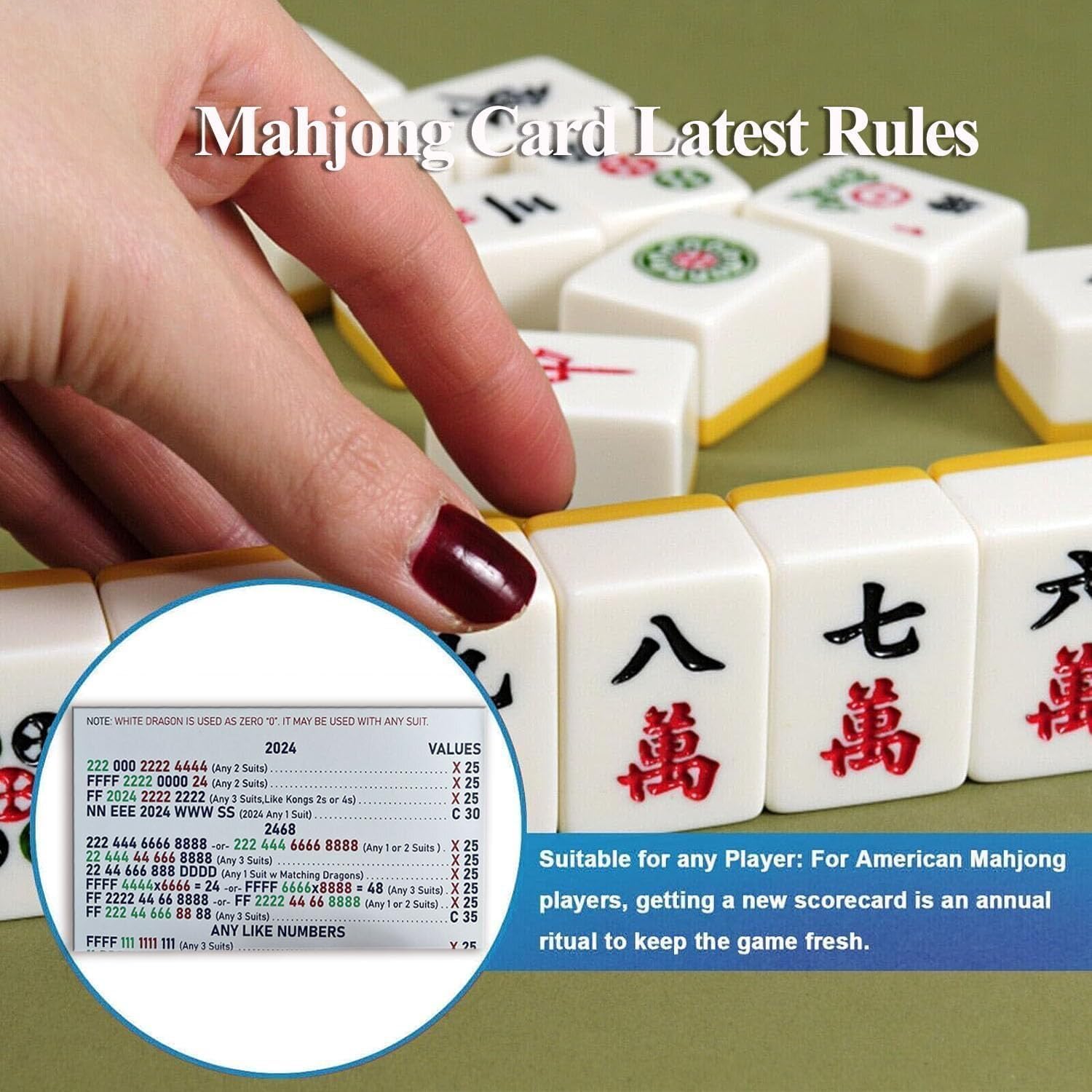 2024 Premium Large Mahjong Cards Set - Standard Hands & Rules with Scorecards (4-Pack) - Perfect for Family Game Nights, Tournaments, and Traditional Chinese Game Lovers