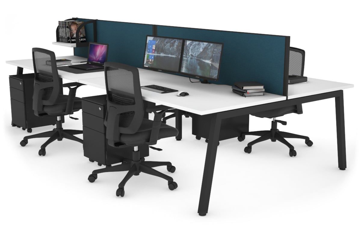 Quadro 4-Person Office Workstation Desk - 1800L x 800W with Cable Management Scallop - Ideal for Collaborative Workspaces, Home Offices & Coworking Spaces