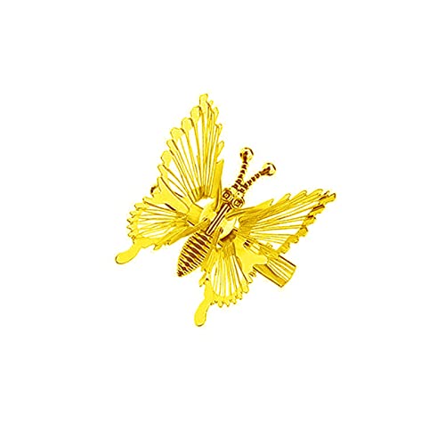 3D Gold Metal Moving Butterfly Hair Clips - Cute Hair Barrettes & Clamps for Women & Girls - Hair Styling Accessories for Parties, Weddings & Everyday Wear (One Size)