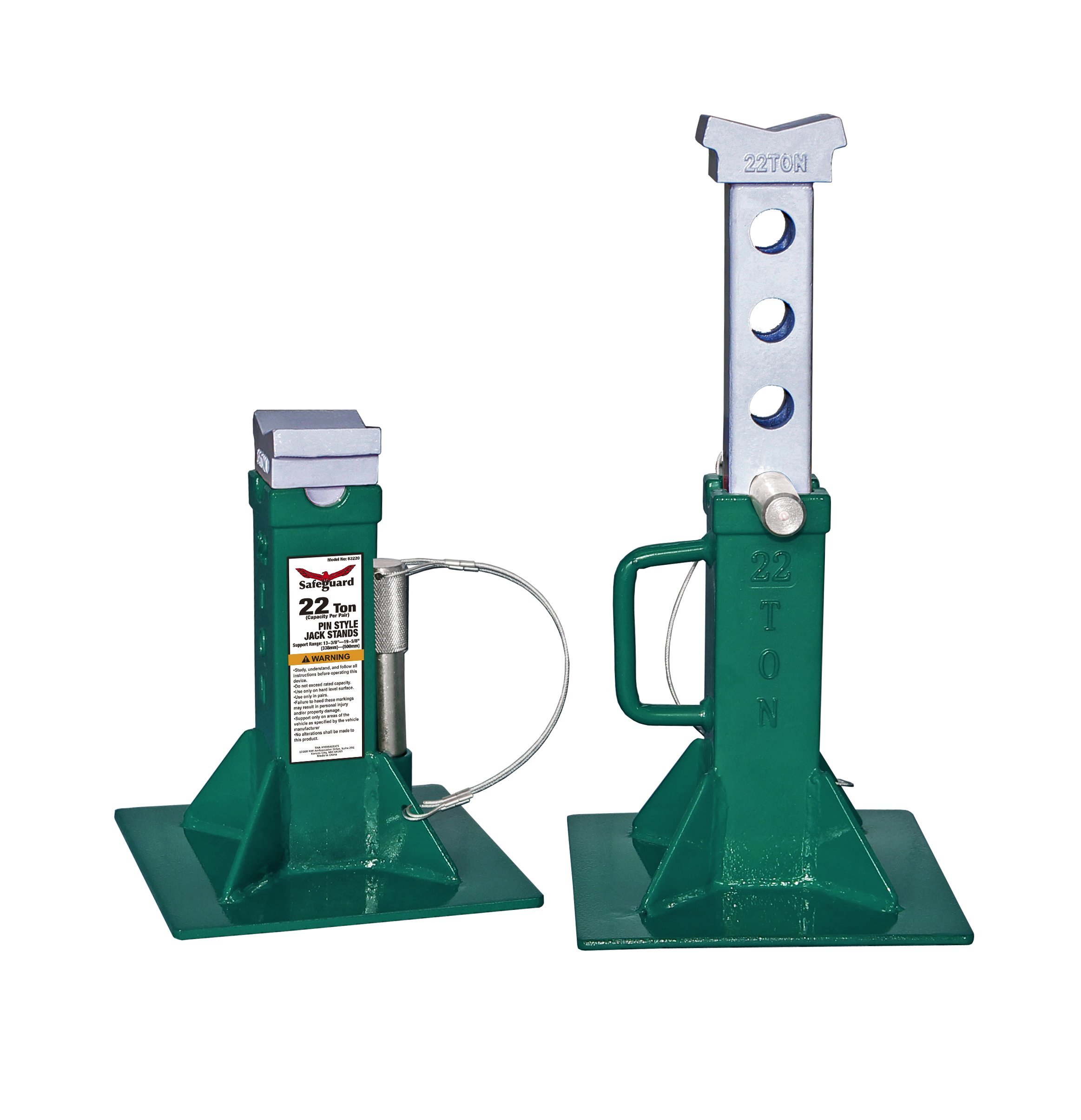 SAFEGUARD 22 Ton Pin Style Steel Jack Stands - Heavy Duty Car Lift Supports for Auto Repair, Vehicle Maintenance & Garage Safety