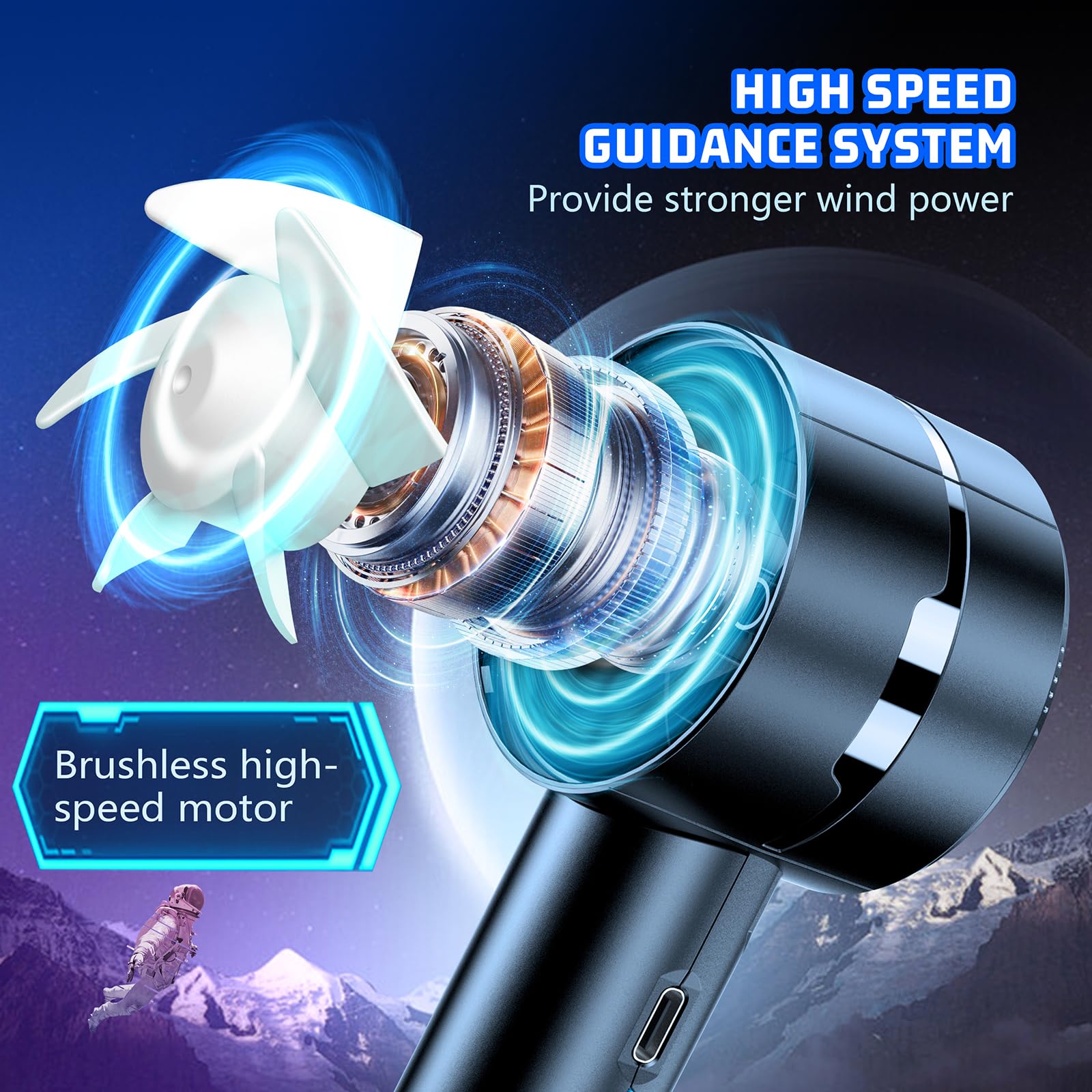 2 Pack Portable Handheld Fan - USB Rechargeable Mini Neck Fan with 4 Speeds & Lanyard, High Speed Motor Lasts 4-16 Hours - Perfect for Summer Outdoor Travel, Sports, Office, Kids & Women (Great Gift Idea)