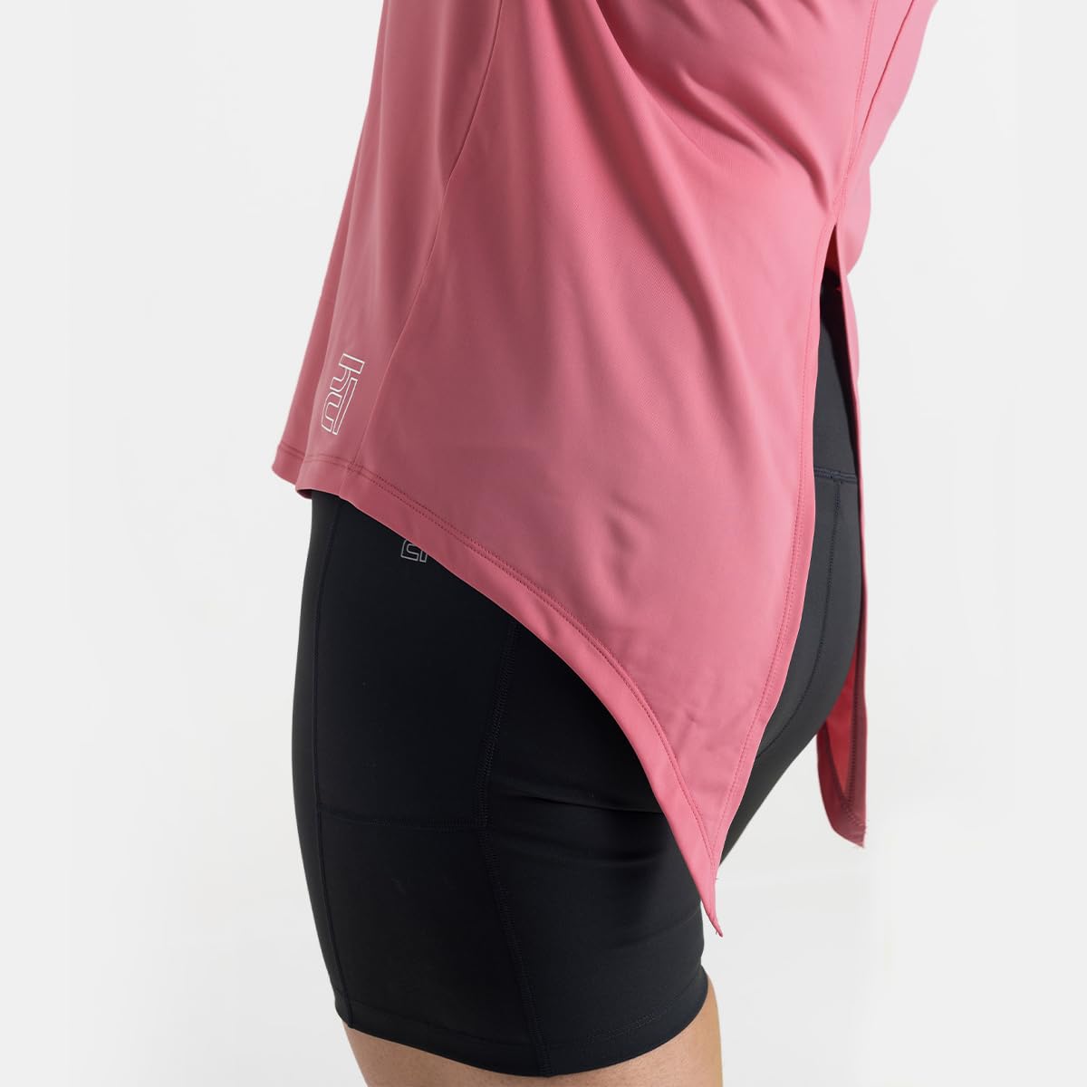 HUNNIT Women's Half Sleeve Gym Top - Solid Workout T-Shirt with Tie Knot Back | Regular Fit Hip-Length Shirt | Quick Dry Moisture Wicking Fabric for Yoga, Running & Fitness