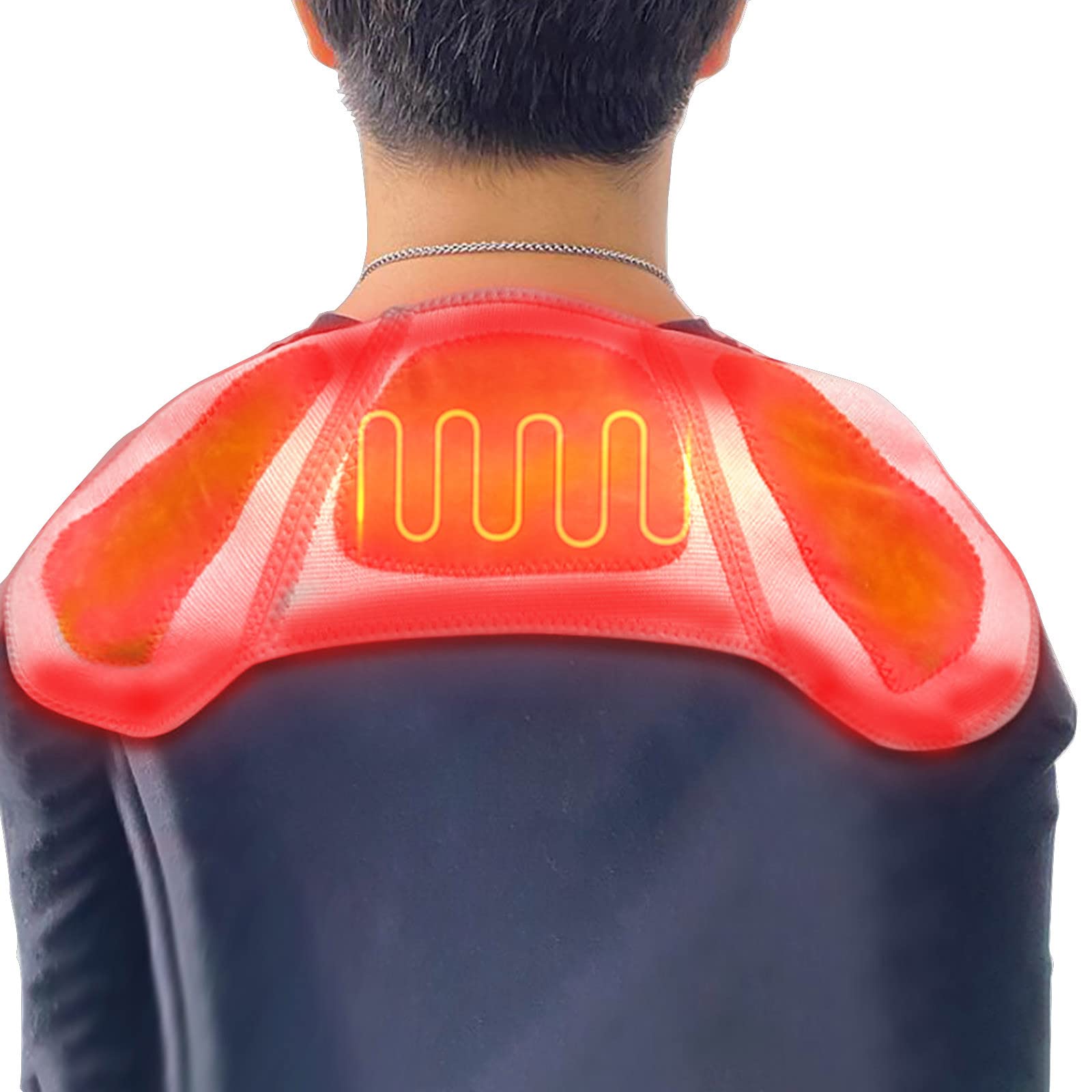 Heated Shoulder Massage Pad with Self-Gathering Velvet - Hot Compress Therapy for Neck, Upper Back & Shoulder Pain Relief | Perfect for Office, Home & Travel Use