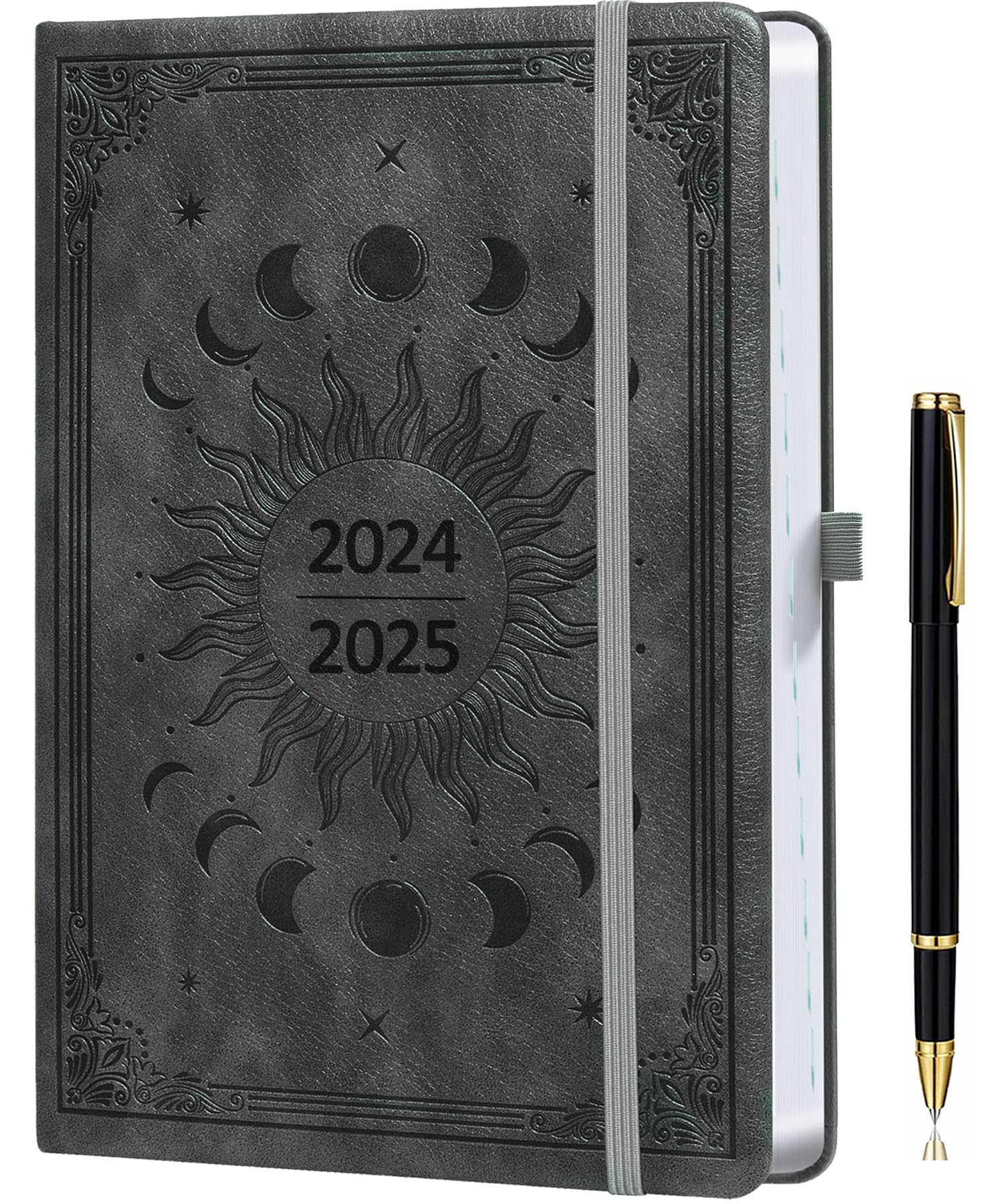 2024-2025 Academic Planner A5 Size (5.9×8.5 Inch) - Daily Page a Day from August 2024 to July 2025 with Monthly View, Includes Pen Set, Tabs, Bookmarks & Inner Pocket - Perfect for Students, Teachers & Office Professionals - Dark Grey