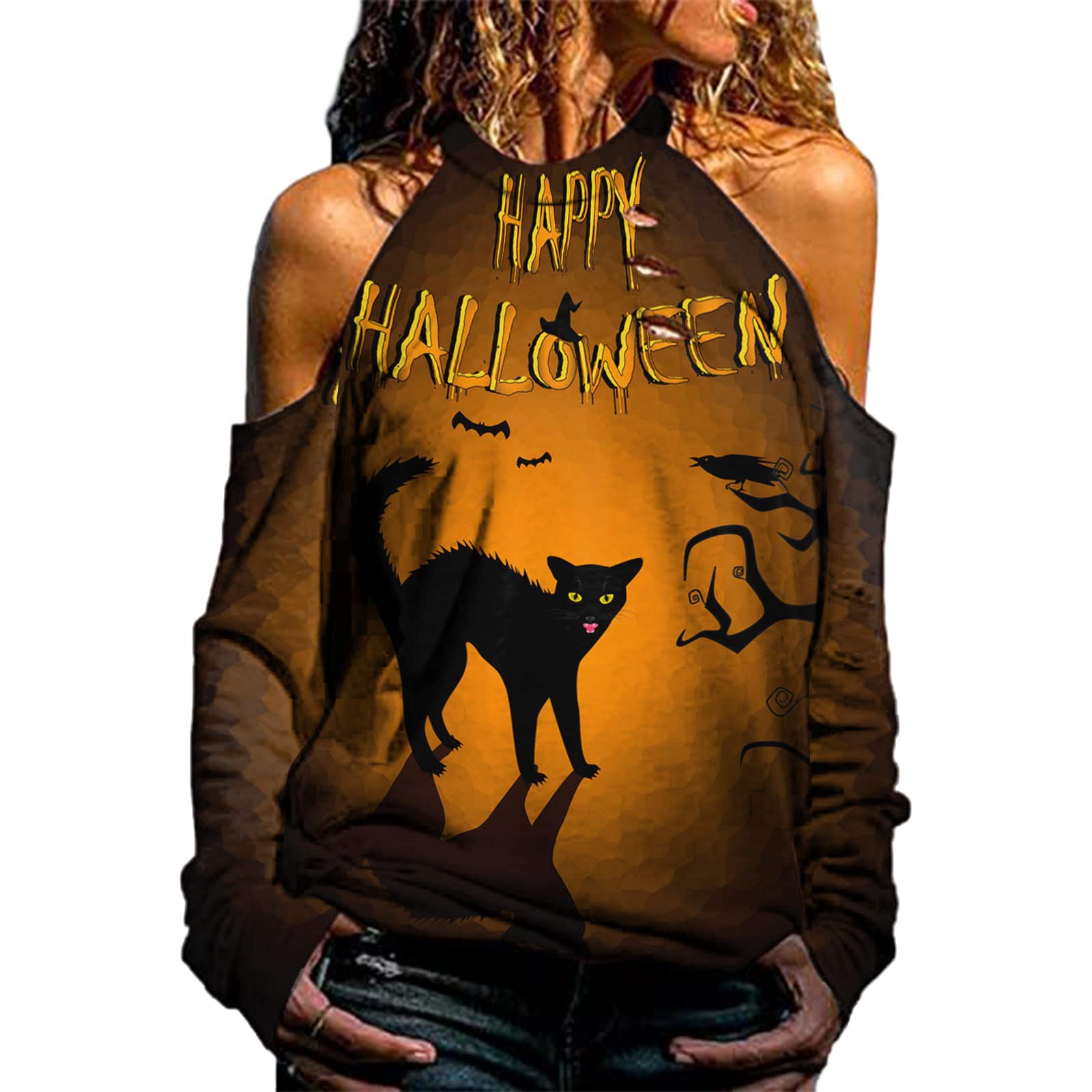 Women's Long Sleeve Tops - Casual Halloween Costume & Workout Shirts for Ladies | Stretchy Comfort Fit for Parties, Gym & Everyday Wear (2022 Collection)
