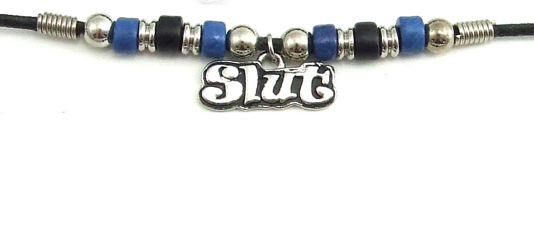 Blue & Black Ceramic Beads with Slut Charm - Handmade Bohemian Jewelry for Women, Trendy Layered Necklace for Casual & Party Wear