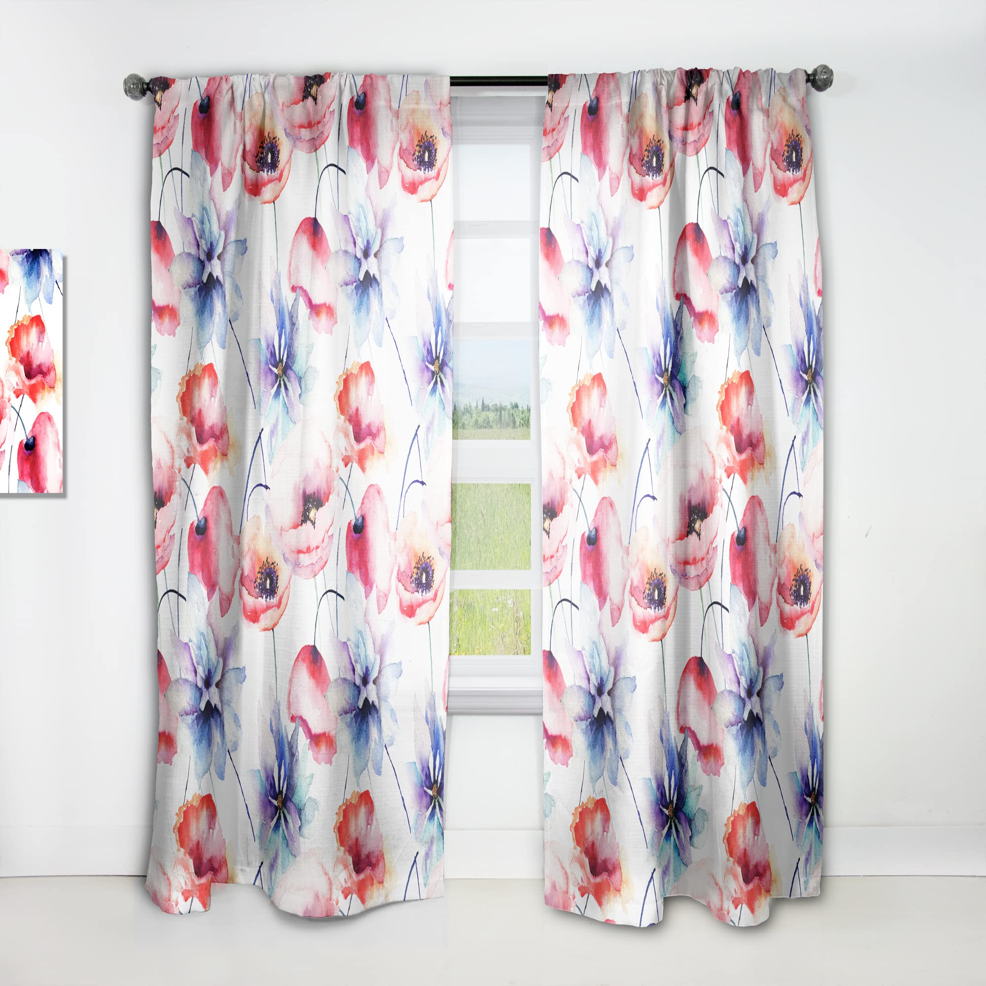 DesignQ Thermal Insulated Curtains - Contemporary Colorful Floral Pattern - 52x95 Inch Single Panel for Bedroom & Living Room - Energy Saving Blackout Drapes for Home Decor & Privacy