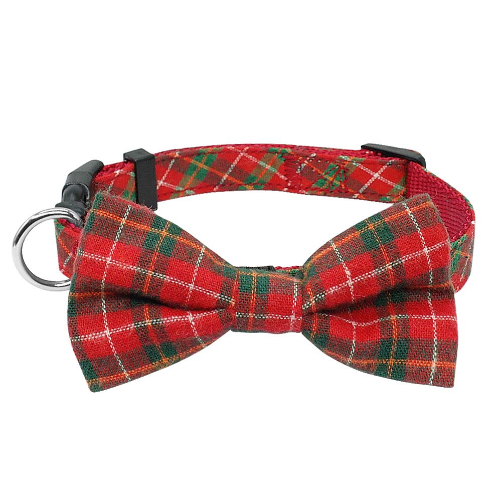 DOILNXH Plaid Breakaway Dog Collar for Small Dogs & Cats - Adjustable 20-30cm, Striped Red - Perfect for Chihuahuas, Toy Poodles & Kittens - Ideal for Daily Walks, Training & Pet Safety