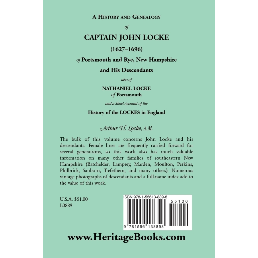 Captain John Locke (1627-1696) Genealogy Book - Portsmouth & Rye New Hampshire Family History - Perfect for Ancestry Research & American Colonial History Enthusiasts