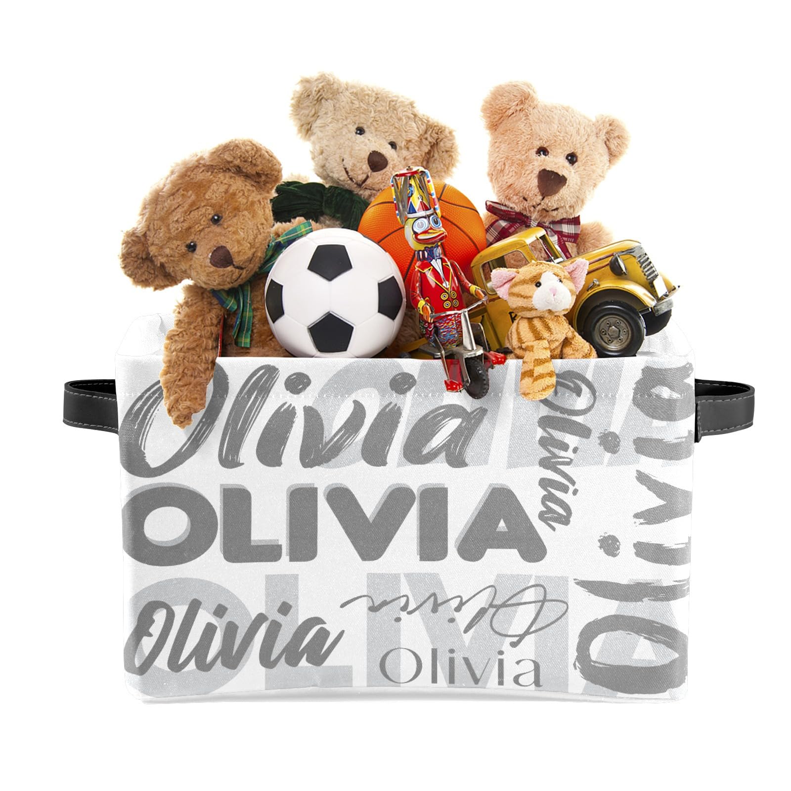 OAHEDIAM Personalized Kids Storage Bins with Name - Custom Toy Organizer Basket with Handles for Boys & Girls - Nursery, Closet & Shelf Organization - 1 Pack - Perfect for Playrooms, Bedrooms & Daycare Centers