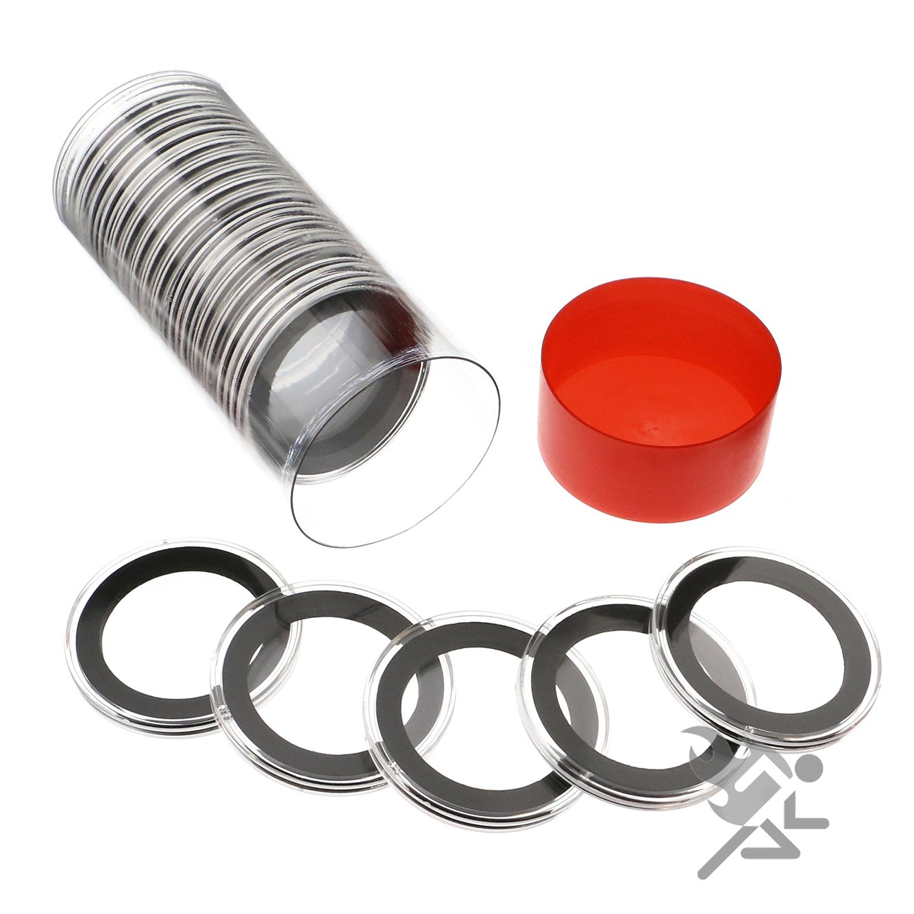 36mm Air-Tite Coin Holder Capsules (20-Pack) - Black Ring Coin Storage Container for Canadian $1 & 1/2oz Silver Koala Coins - Secure Collectible Coin Protection for Display & Investment