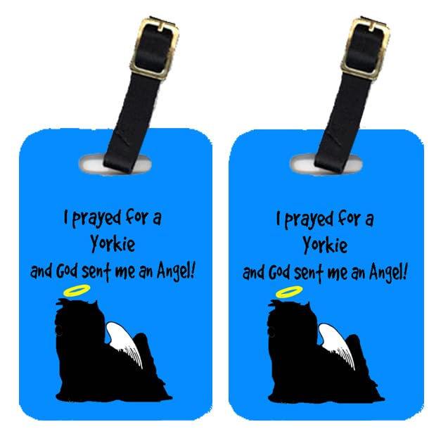 Caroline's Treasures AN1084BT Pair of 2 Yorkie Dog-Themed Luggage Tags - Durable Suitcase Name Tags for Travel, Large Multicolor ID Labels for Bags & Backpacks - Perfect for Airports, Cruises & Business Trips