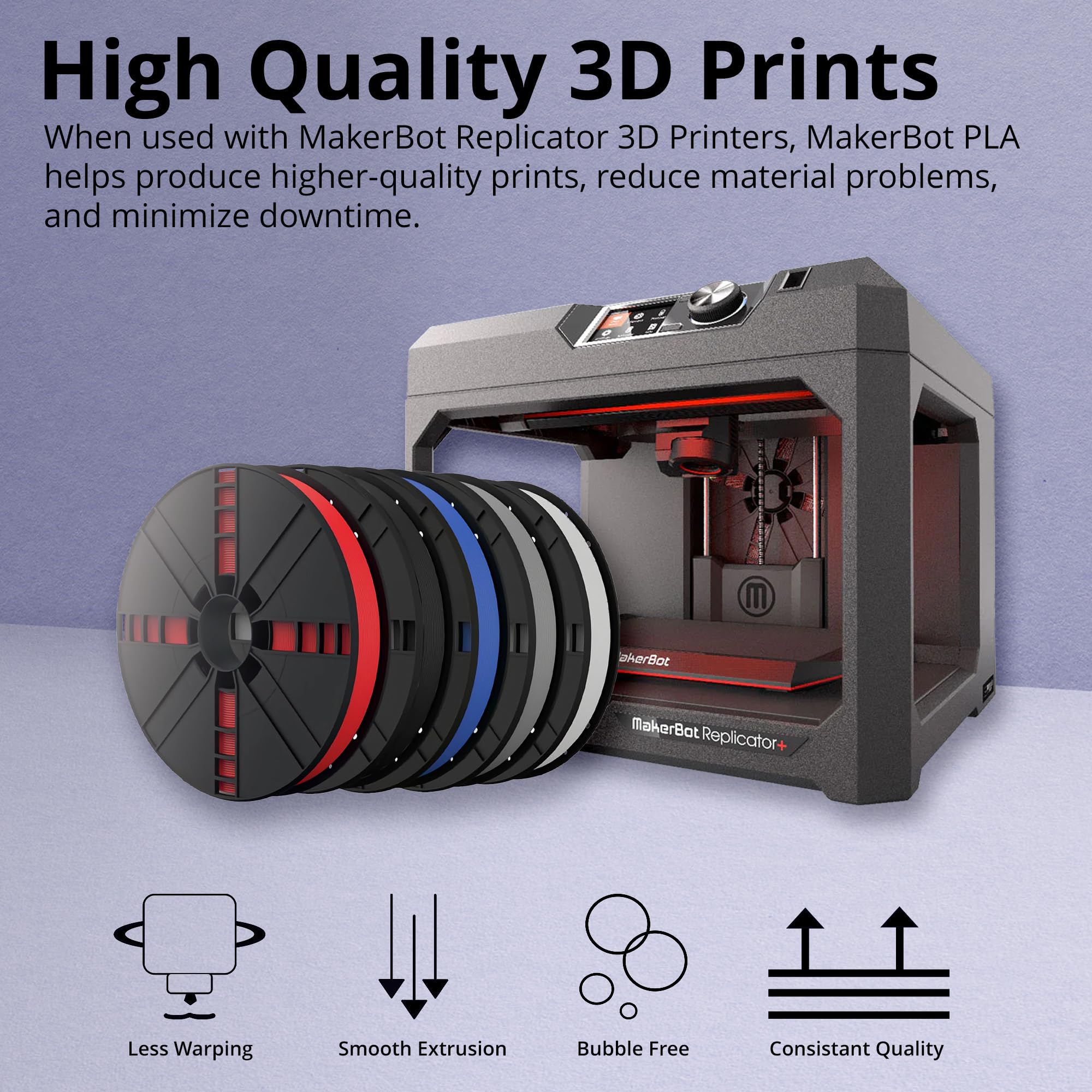 MakerBot PLA 3D Printing Filament - 1.75mm, 1kg Spool, Compatible with Replicator+ & 5th Generation 3D Printers (Cool Gray) - Ideal for Prototyping, DIY Projects & Educational Use