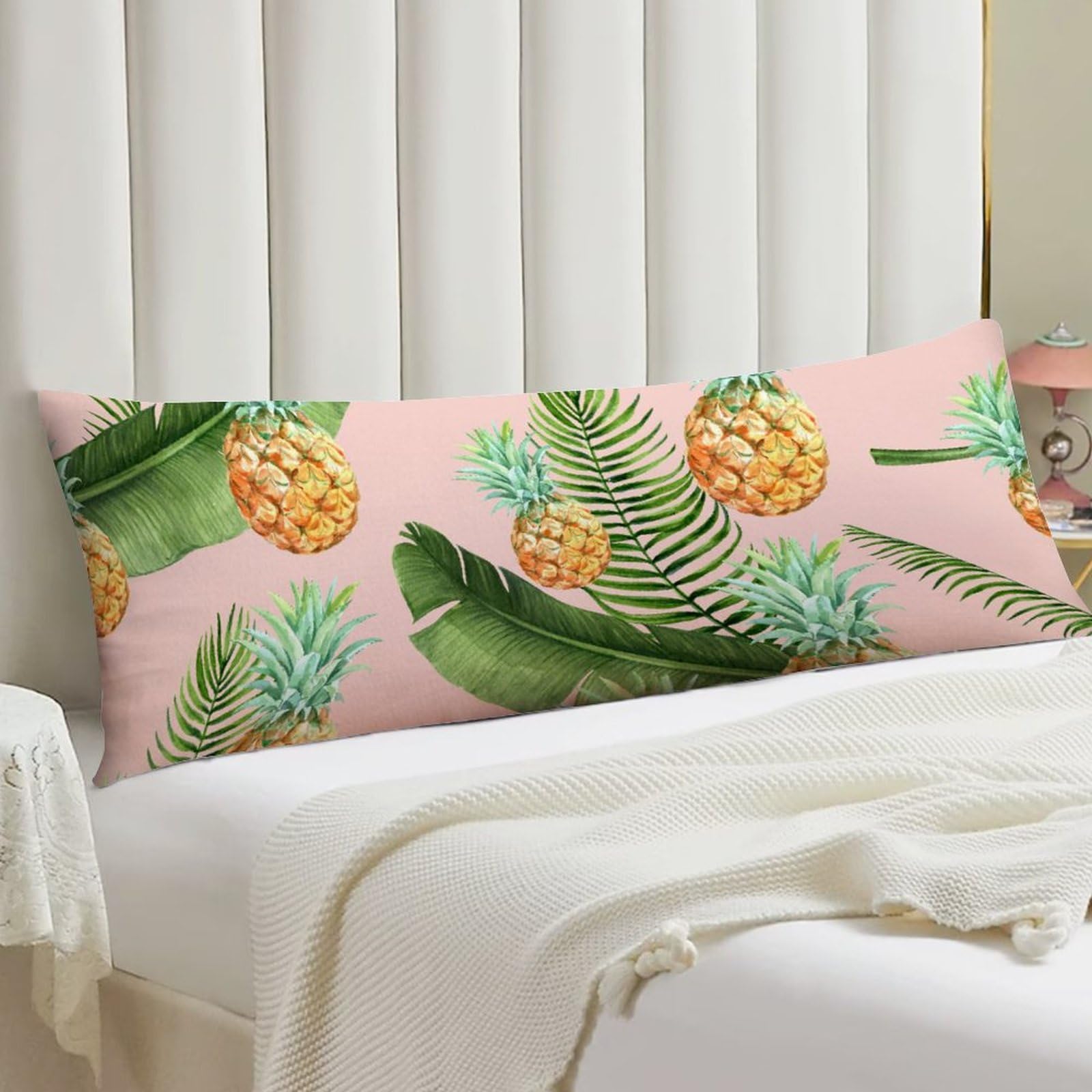 Premium 20x54 Inch Body Pillow Cover - Soft Pineapple Print Turquoise Pillowcase with Hidden Zipper for Hair & Skin Protection | Perfect for Anime Fans, Pregnancy Support & Home Decor (20