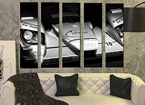 5-Piece R8 Le Mans Race Car Wall Art Canvas Print Set - 35x55 Inch Sports Car Theme Wall Decor for Living Room, Garage & Showroom