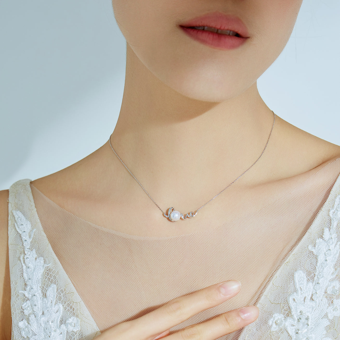 18K Solid Gold Diamond Freshwater Pearl Necklace for Women - Elegant Bridal Jewelry Gift (KN00258) | Perfect for Weddings, Anniversaries & Special Occasions