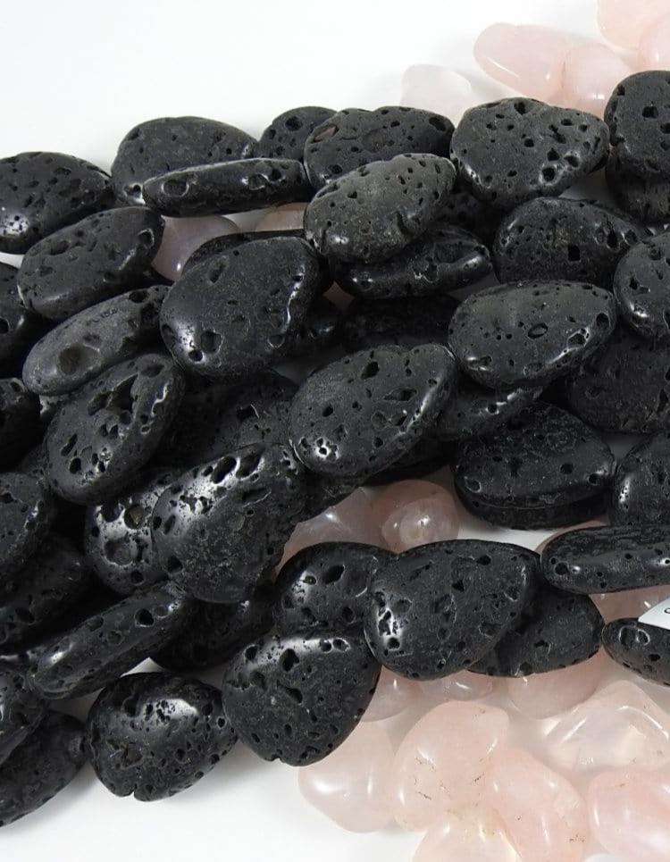 Premium Black Lava Stone Beads Strand - Natural Volcanic Rock Beads for Jewelry Making, Aromatherapy & Essential Oil Diffuser Bracelets - Perfect for DIY, Meditation & Stress Relief