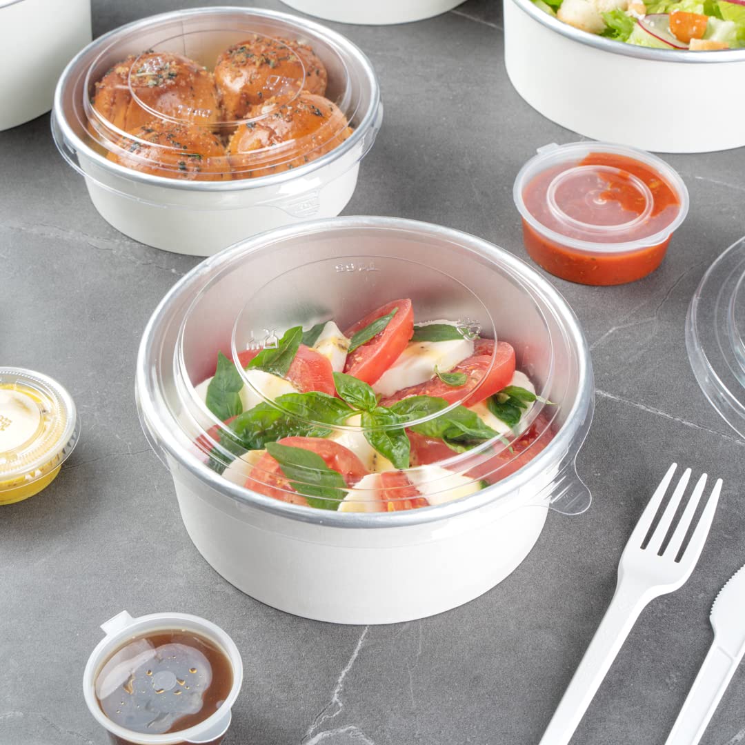 Disposable Clear Plastic Foil Lux Lids for 37oz & 42oz Takeout Containers - 200 Pack Lift Tab Food Container Lids (Containers Sold Separately) | Perfect for Restaurants, Catering & Food Delivery Services
