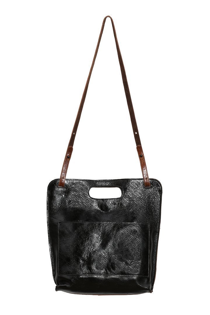 Premium Vegetable Tanned Leather Piper Crossbody Shoulder Bag & Tote - Black/Brown Two-Tone Design | Perfect for Work, Travel & Everyday Use