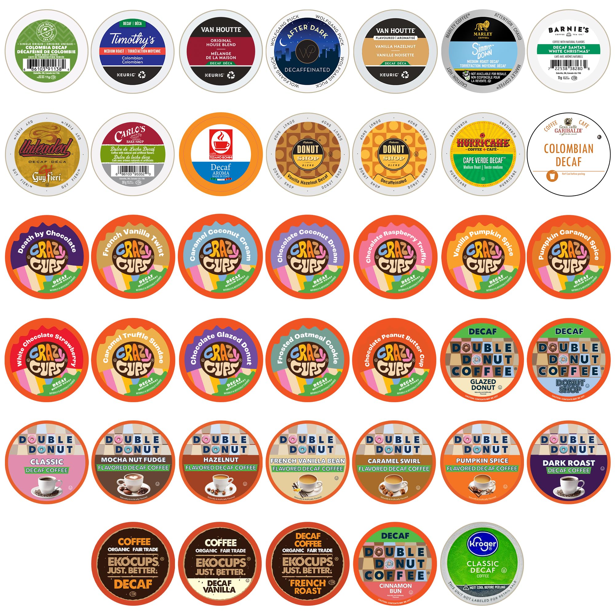 Decaf Flavored Coffee Variety Pack - 40 Single Serve Pods for Keurig K-Cup Brewers | Medium Roast Hot or Iced Coffee | Perfect for Office, Home & Entertaining | Decaffeinated Gourmet Coffee Sampler