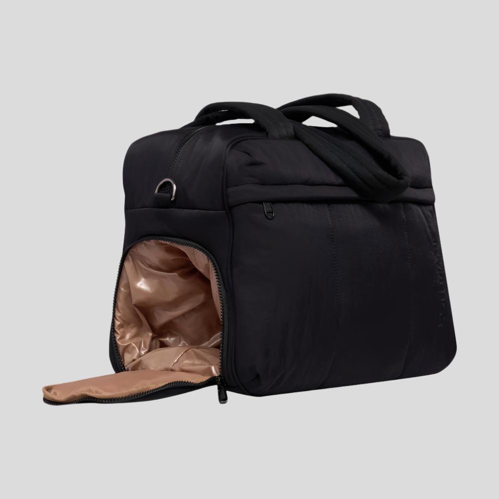 Large Weekender Nylon Duffel Bag for Travel & Gym - Waterproof Carry-On Duffel with Multiple Pockets - Perfect for Weekend Getaways, Workouts & Overnight Trips (Black)