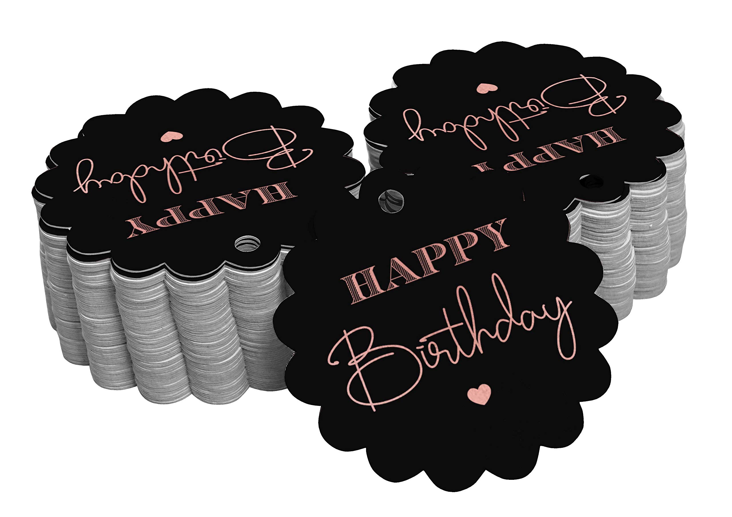 50pcs Real Rose Gold Foil Happy Birthday Tags - Elegant Party Favor Hanging Decorations for Birthday Celebrations, Baby Showers & Wedding Events