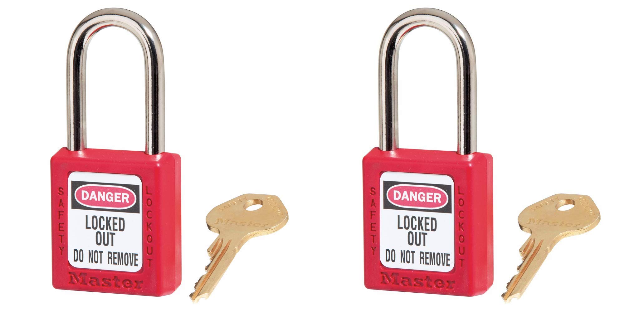 Master Lock MLK410RED Danger Red Safety Padlock - Heavy Duty Security for Lockers, Toolboxes & Storage Units