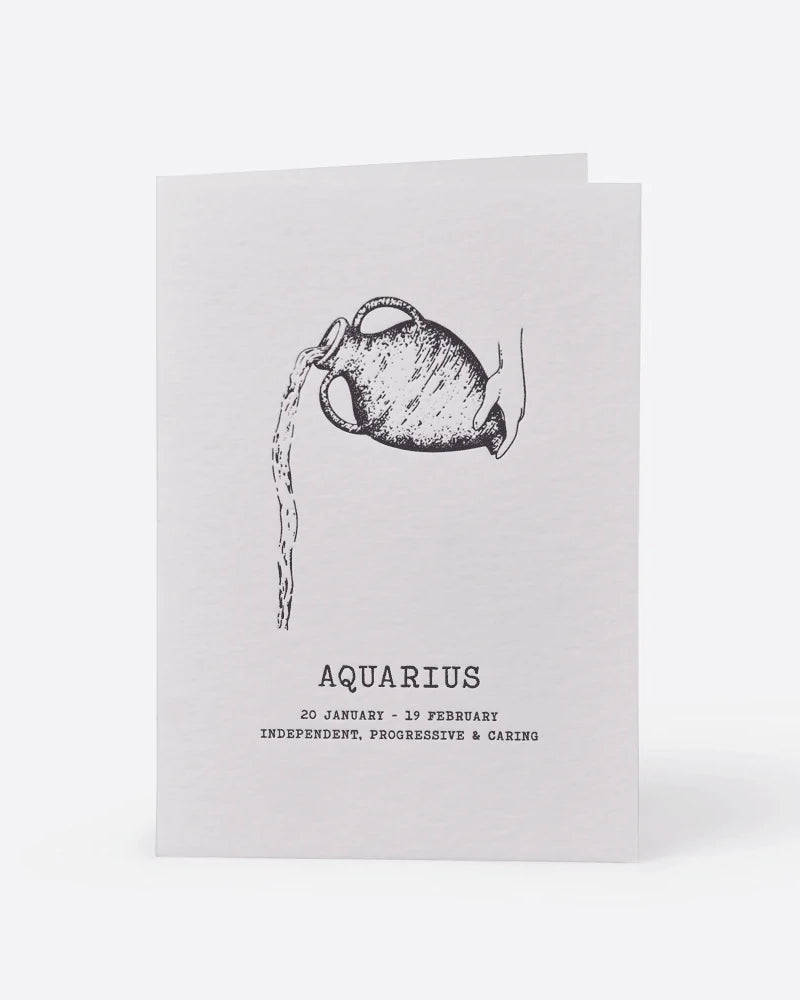 Zodiaque Moon | Aquarius Letterpress Greeting Card - Unique Astrology Birthday Card for Aquarius Zodiac Sign - Perfect for Birthdays, Anniversaries & Special Occasions
