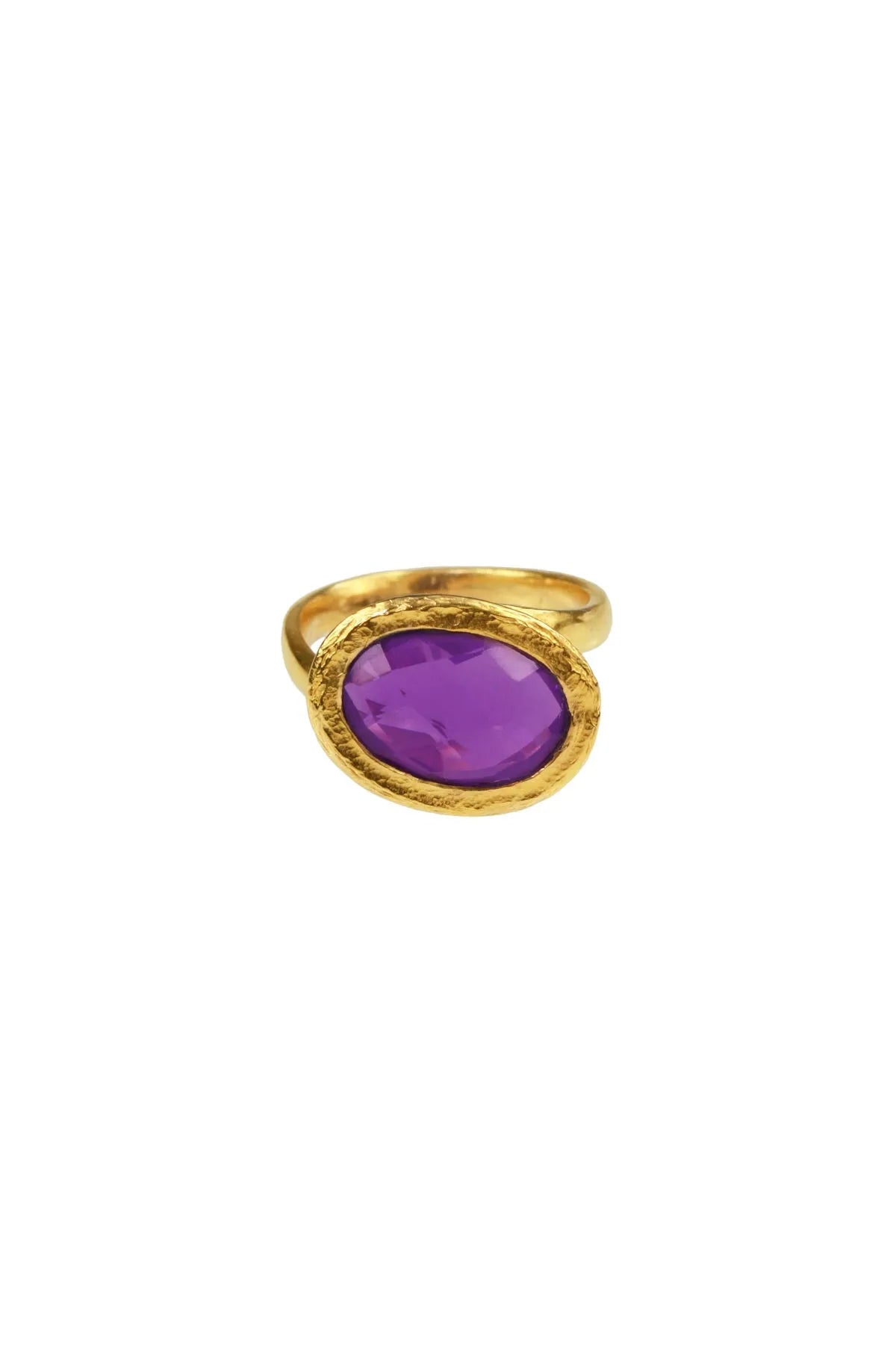 Saachi Amethyst Oval Asymmetrical Ring - Elegant Purple Gemstone Jewelry for Women - Perfect for Weddings, Parties & Everyday Wear