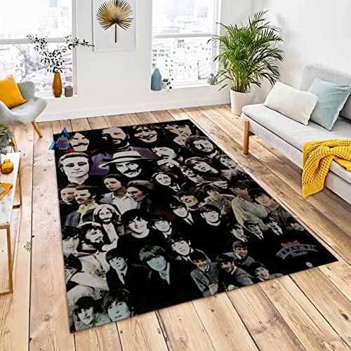 The Beatles Inspired Music Rug - 2.6x4.6 Feet (80x140cm) Soft Area Carpet for Living Room, Bedroom & Fan Cave Decor - Perfect Gift for Music Lovers & Boys Room Wall Decor