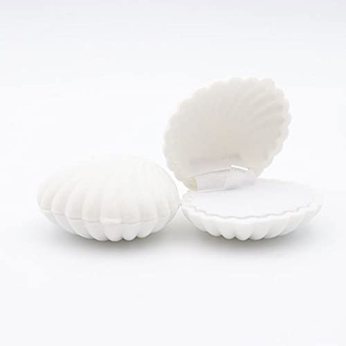 1PC Elegant Shell-Shaped Velvet Jewelry Box for Wedding Engagement Rings, Earrings, Necklace & Bracelet Display - Perfect Gift Holder for Bridal Jewelry & Special Occasions