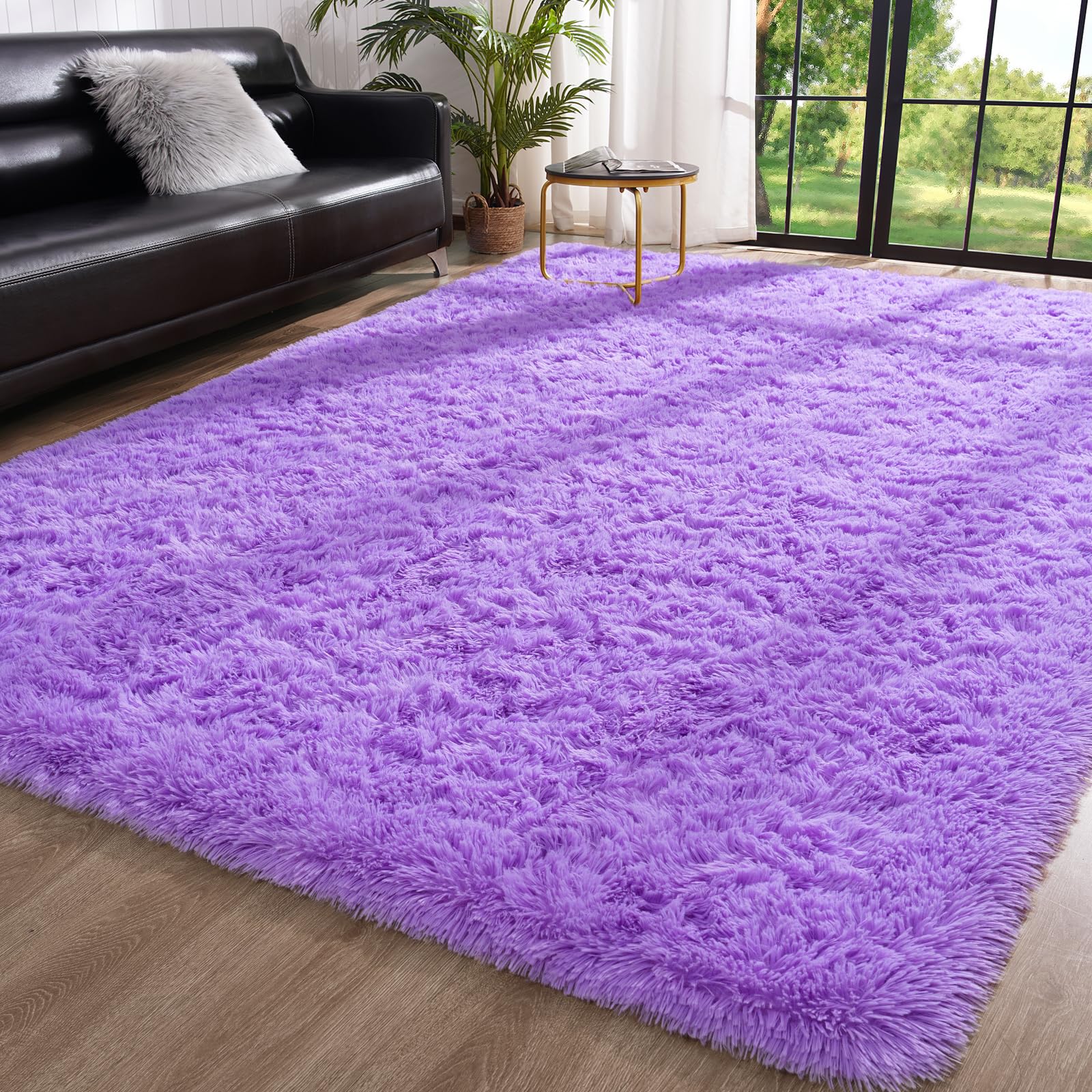 Toneed Fluffy Shaggy Area Rug 5x8 Feet - Ultra Soft Plush Fuzzy Carpet for Bedroom, Living Room, Nursery & Kids Room - Modern Home Decor in Purple | Perfect for Cozy Floor Comfort, Play Areas & Stylish Interior Design