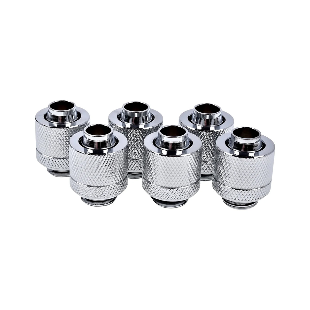 Alphacool HF 13/10mm Soft Tube Compression Fitting Set - 6 Pack Chrome Plated for PC Water Cooling Systems | Perfect for Custom Liquid Cooling Builds and PC Modding