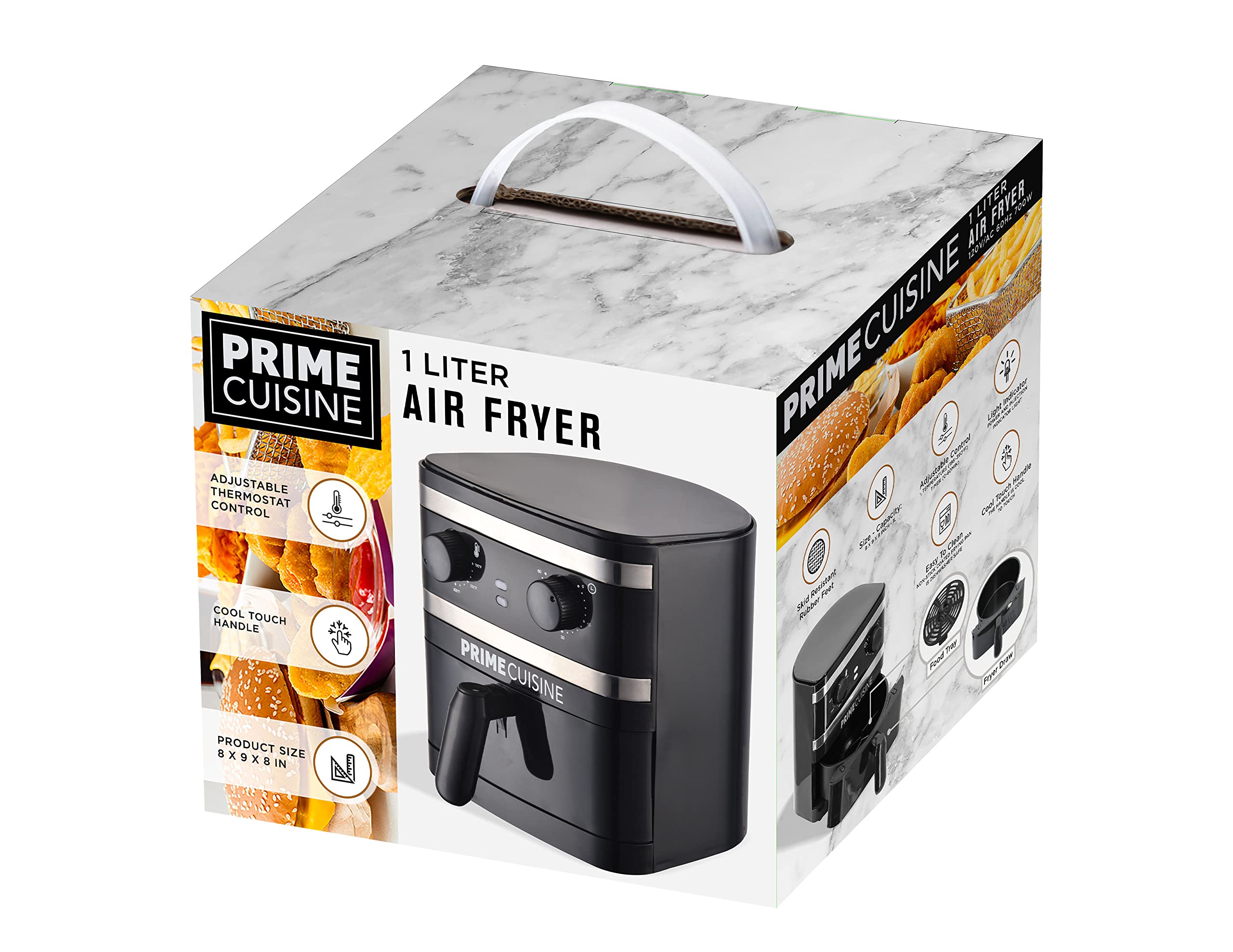 1 Liter Electric Air Fryer Oven Cooker with Temperature Control - Non-Stick Fry Basket, Auto Shut Off, Dishwasher Safe & BPA-Free - Perfect for Healthy Cooking, Small Kitchens & Dorm Rooms - Black