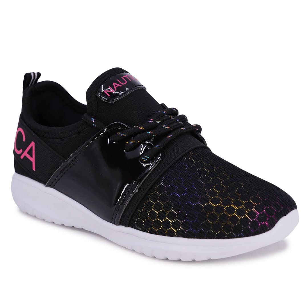 Nautica Kids Girls Metallic Fashion Sneakers - Lightweight Athletic Running Shoes for Toddler, Little & Big Kids | Lace-Up Design for School, Play & Everyday Wear