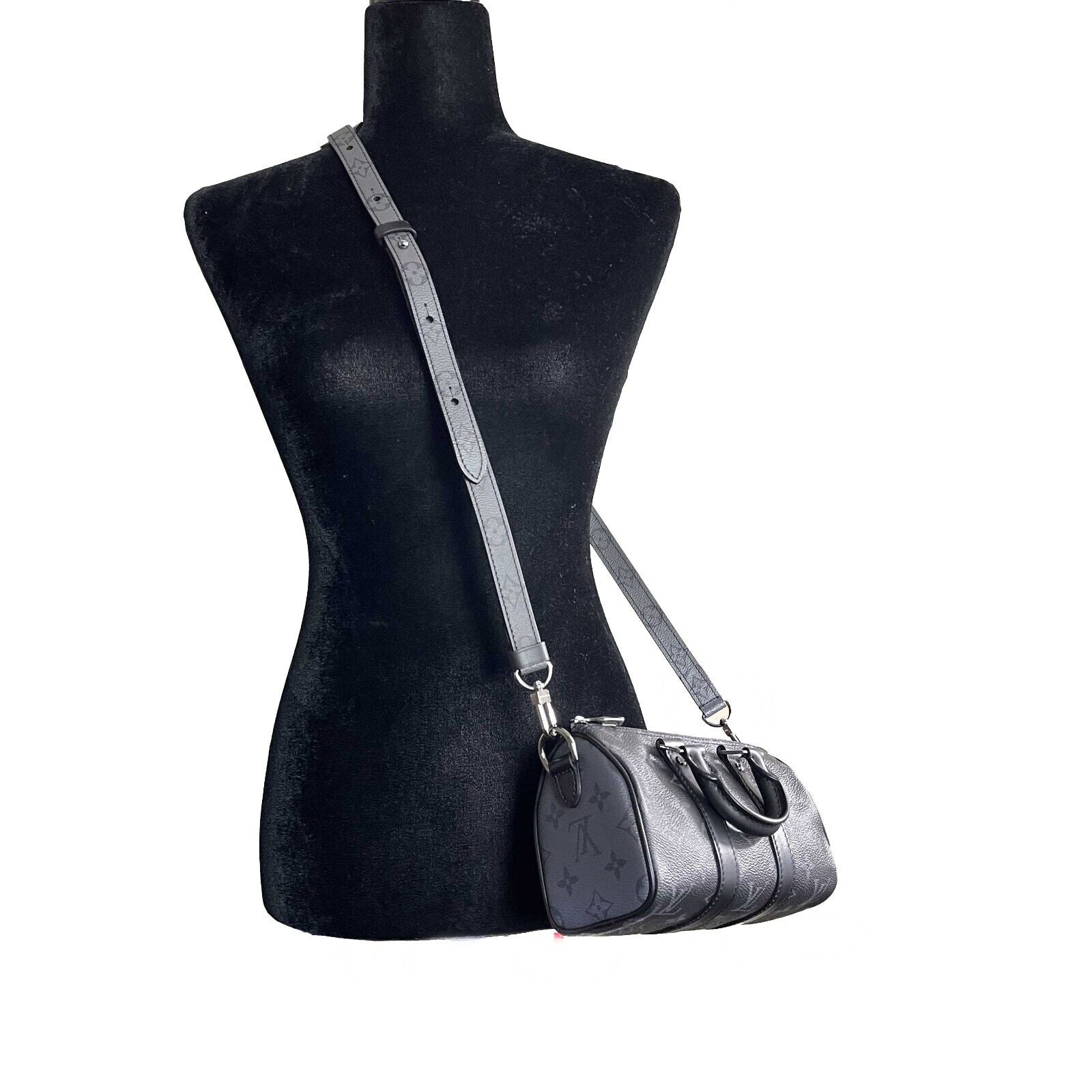 Louis Vuitton Monogram Eclipse Keepall XS Crossbody Bag - Stylish Black Designer Shoulder Bag for Women | Perfect for Travel, Work & Everyday Use
