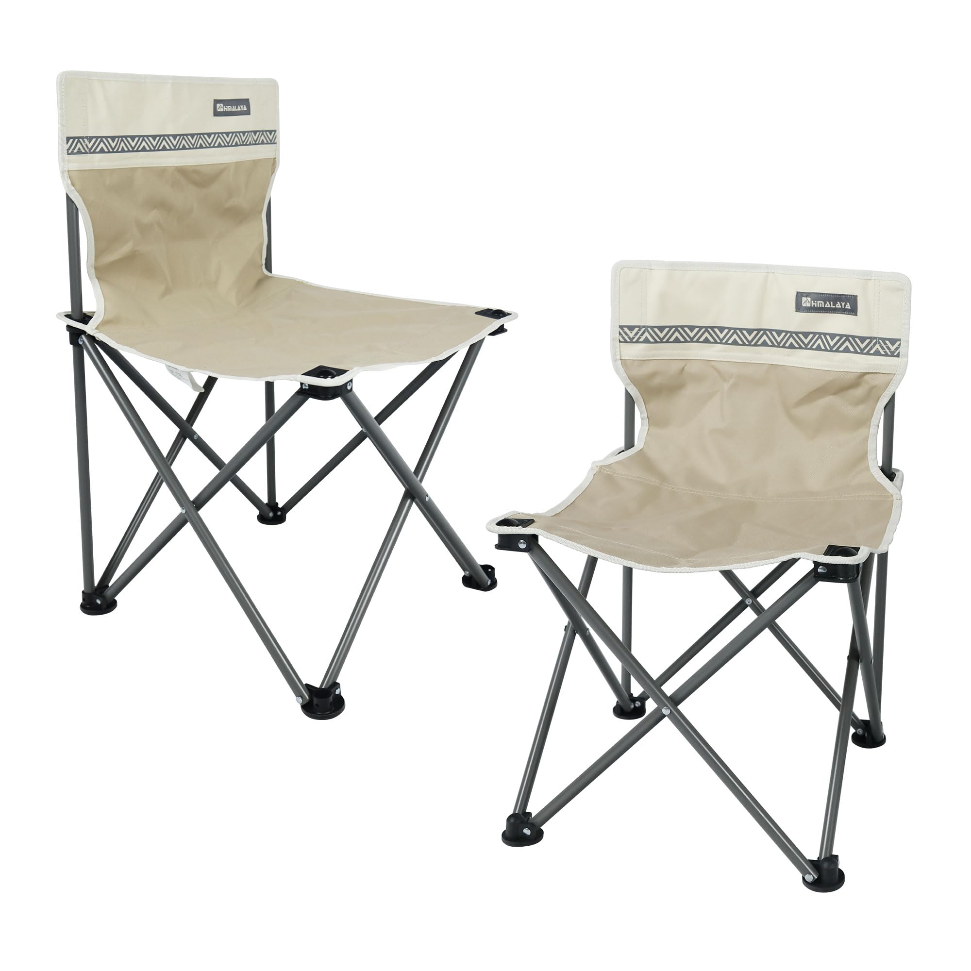 Portable Lightweight Folding Camping Chairs (2 Pack) - Compact Collapsible Outdoor Chairs for Camping, Beach, Hiking, Fishing, Picnic, Soccer & Lawn Events - Dark Moss Green & Almond Grey Backpacking Chairs for Teens & Adults