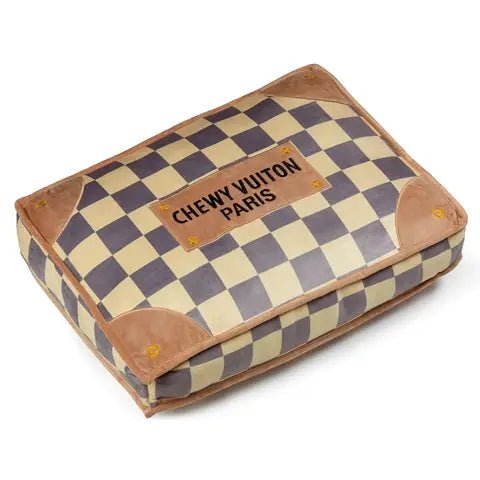 Checker Chewy Vuiton Dog Bed - Soft & Durable Pet Bed for Small to Medium Dogs - Perfect for Crates, Kennels & Home Comfort