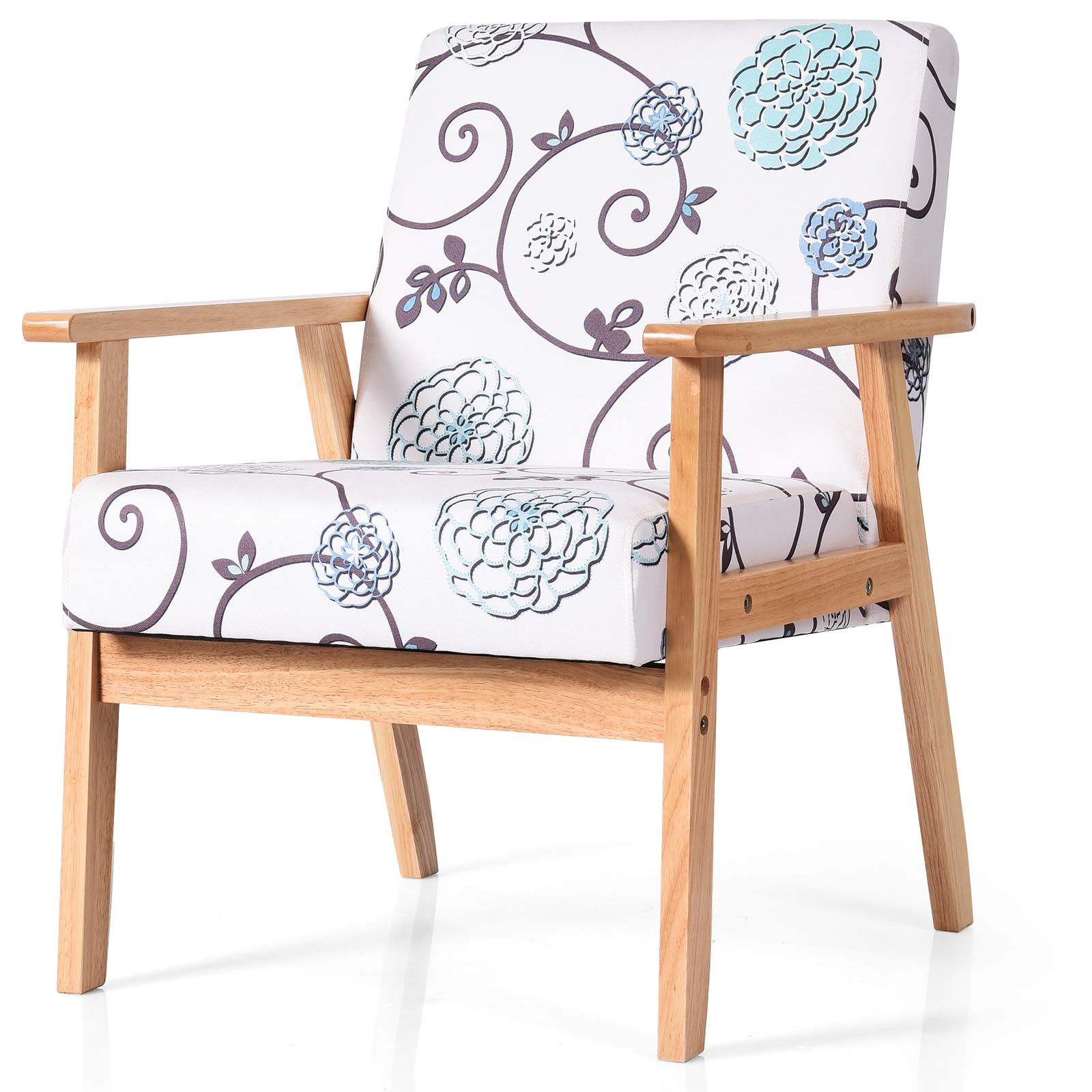 Powerstone Modern Fabric Accent Chair with Wooden Legs for Living Room & Office